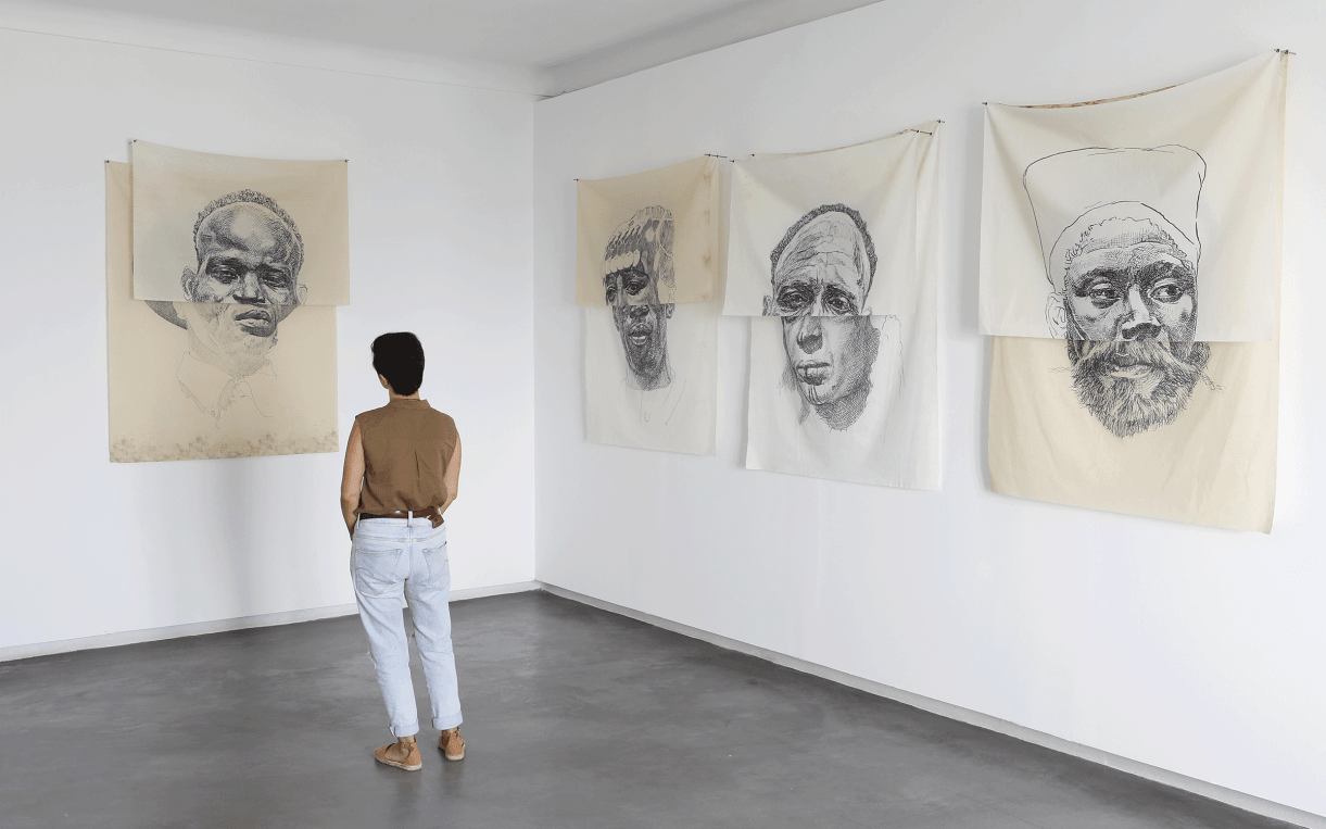Installation view of Nidhal Chamekh's exhibition ‘Nos visages’, Selma Feriani Gallery, Sidi Bou Saïd, 2019. Courtesy of the artist and Selma Feriani Gallery.