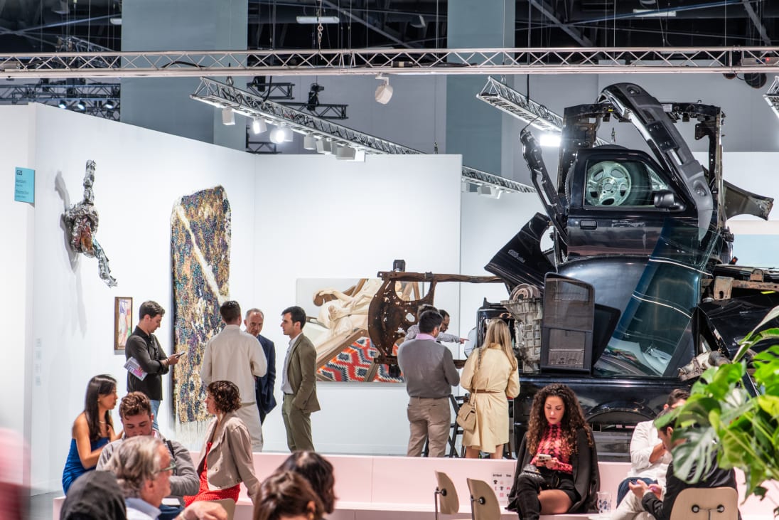 A view of Art Basel Miami Beach 2024, with the booth shared by the Bortolami and Thomas Dane galleries.