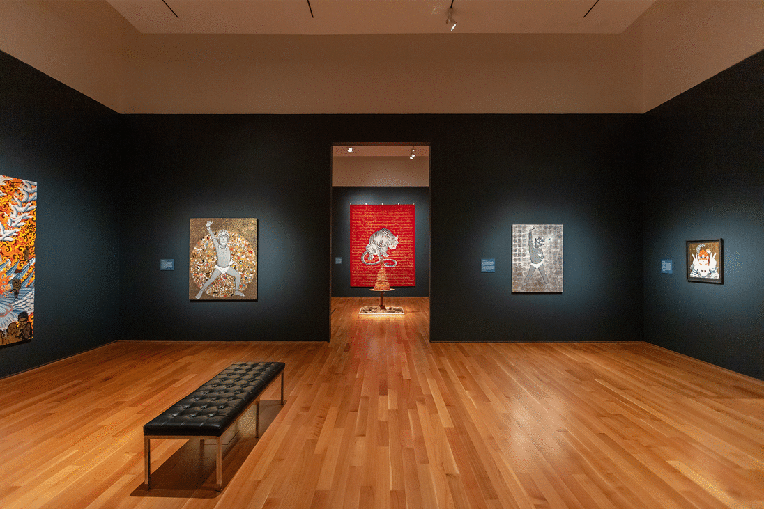 Exhibition view of Tsherin Sherpa, Spirits at the Virginia Museum of Fine Arts, 2022.
