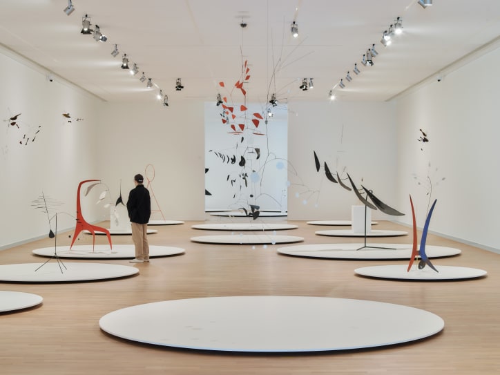 Installation view “Calder. Sculpting Time” MASI Lugano, Switzerland. Photography by Luigi Fiano. © 2024 Calder Foundation, New York / Artists Rights Society (ARS), New York.