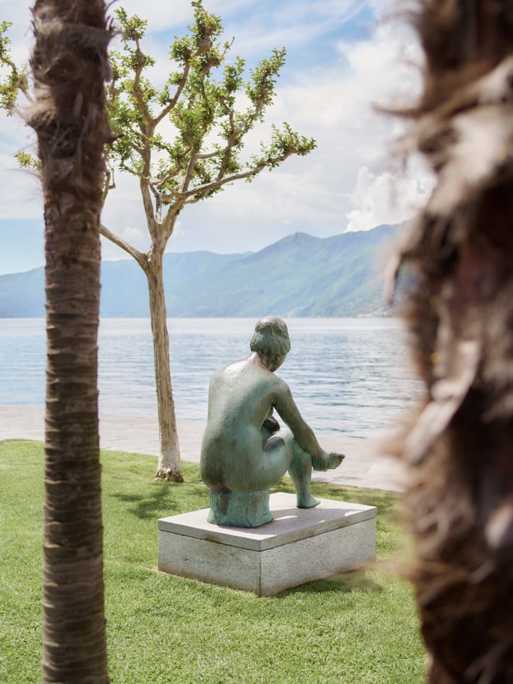 Sculpture on a lakeside promenade, Lake Maggiore, Ascona. Photography by Luigi Fiano for Art Basel.