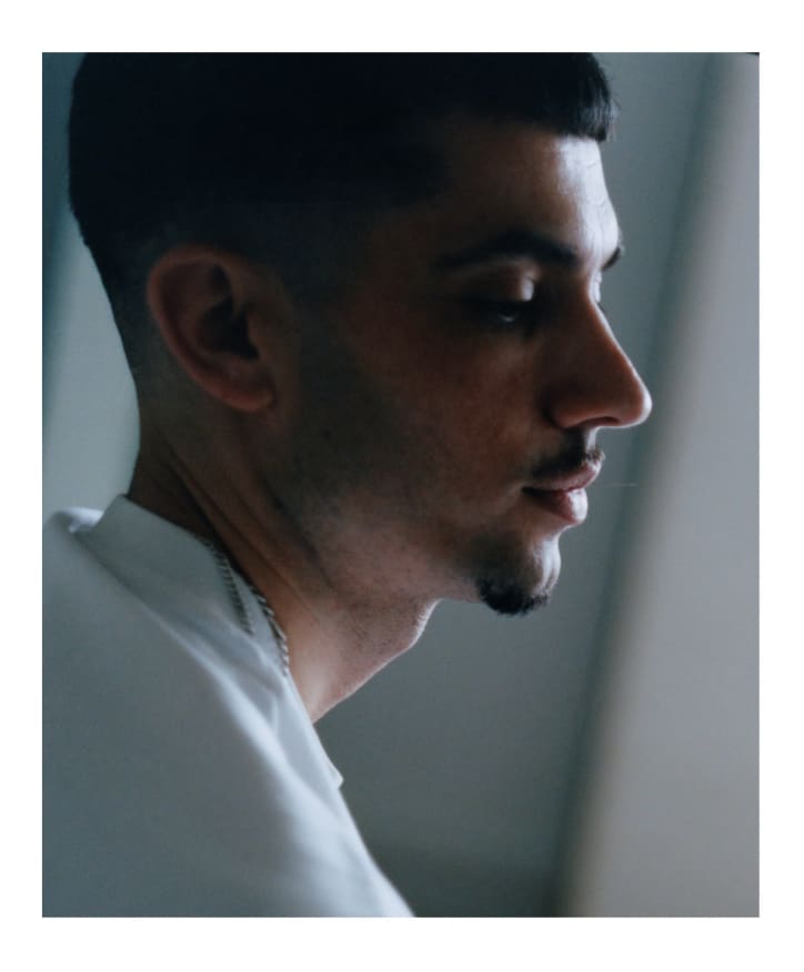 Raphaël Barontini in his studio in Saint-Denis, December 2024. Photography by Bettina Pittaluga for Art Basel.