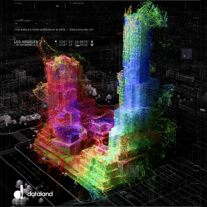 Isometric architectural render of DATALAND, Los Angeles, CA, June 20, 2026 – January 31, 2027. © 2026 Refik Anadol Studio on behalf of DATALAND.