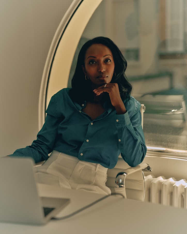 Mariane Ibrahim in her office, Paris, 2024. Photograph by Inès Manai for Art Basel.