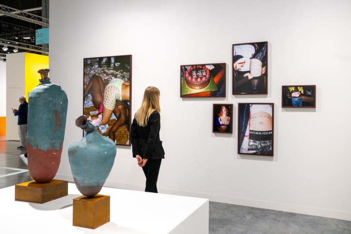 Arcadia Missa and Soft Opening's 2024 joint presentation of Phoebe Collings James, Rene Matić, and Rhea Dillon in Art Basel Miami Beach's Nova sector.