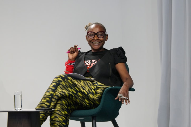 Koyo Kouoh, Zeitz MOCAA executive director and chief curator, during the talk ‘When We See Us, A Century of Black Figuration in Painting’ in the Conversations program of Art Basel in Basel 2024.