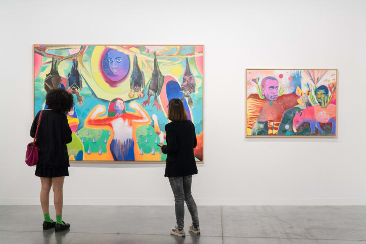 Artworks by Basim Magdy presented by Gypsum Gallery in the Nova sector of Art Basel Miami Beach 2023.