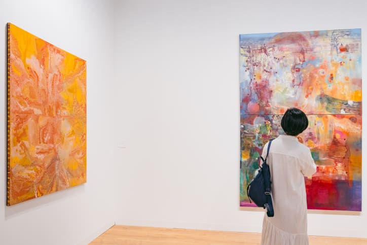 A work by Li Hei Di (right) at Pace's booth at Art Basel Miami Beach 2025.