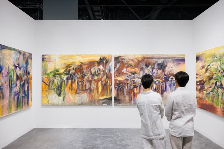 View of Nour Malas's work presented by Carbon 12 at Art Basel Miami Beach 2025.