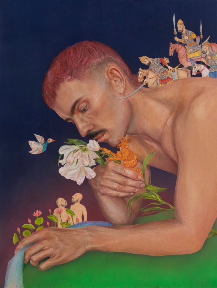 Alireza Shojaian, Le Démon Blanc et l'Arbre en Feu (Valentin), 2024. Courtesy of the artist and Galerie Bendana-Pinel.