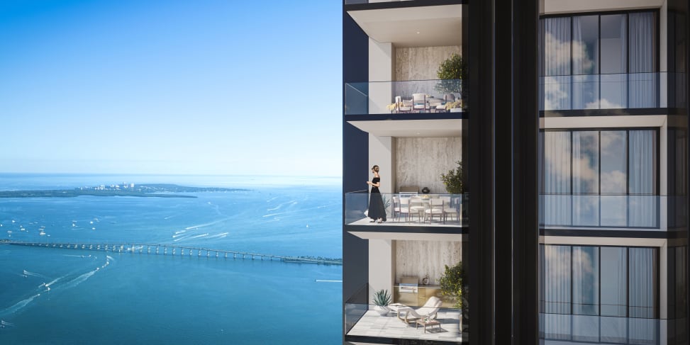Exterior rendering 888 Brickell by Dolce&Gabbana and JDS Development Group. Image Credits: JDS Development Group.