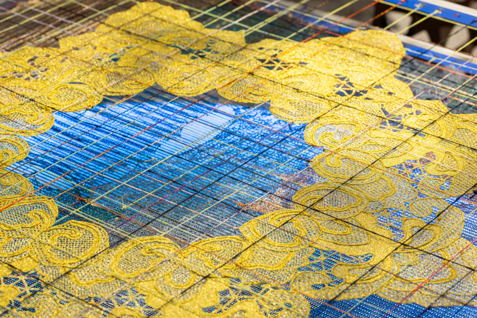 Detail of an artwork of Bi Rongrong, presented by A Thousand Plateaus Art Space in the Kabinett sector at Art Basel Hong Kong 2024. 