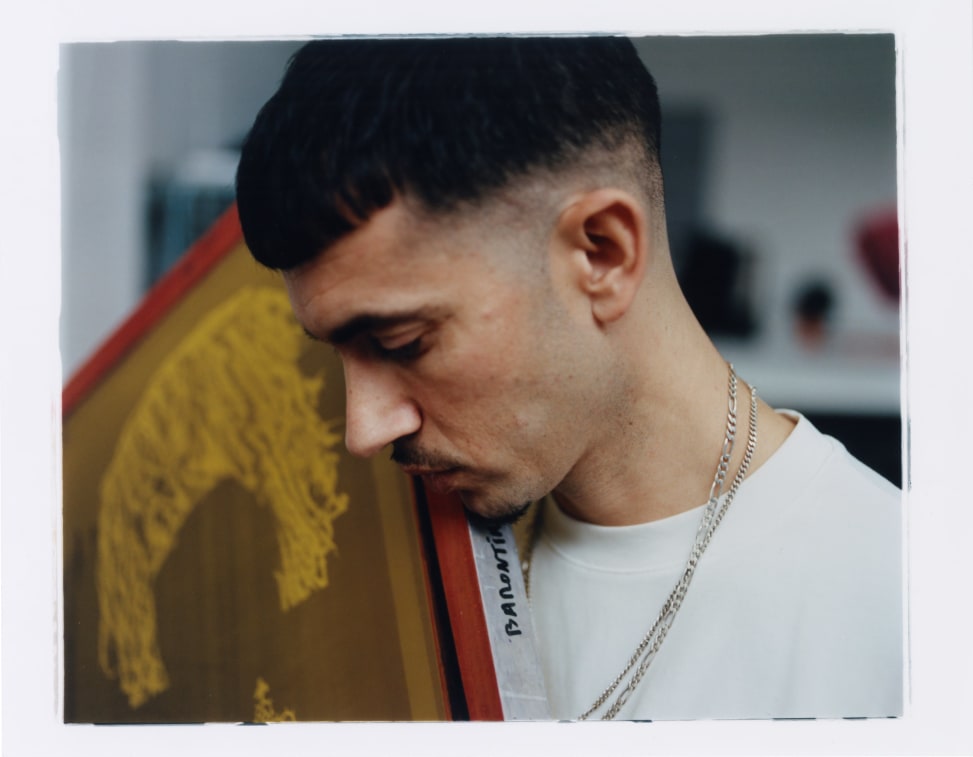 Raphaël Barontini in his studio in Saint-Denis, December 2024. Photography by Bettina Pittaluga for Art Basel.
