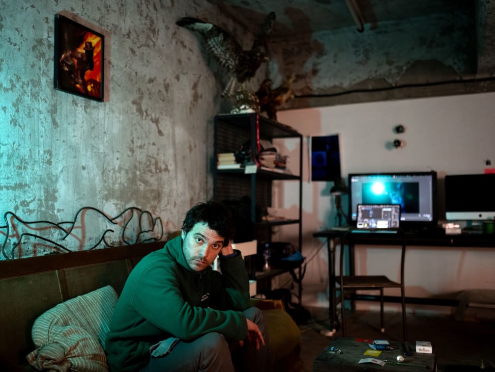 Artist Andro Eradze in his studio. Photography by Tako Robakidze for Art Basel.