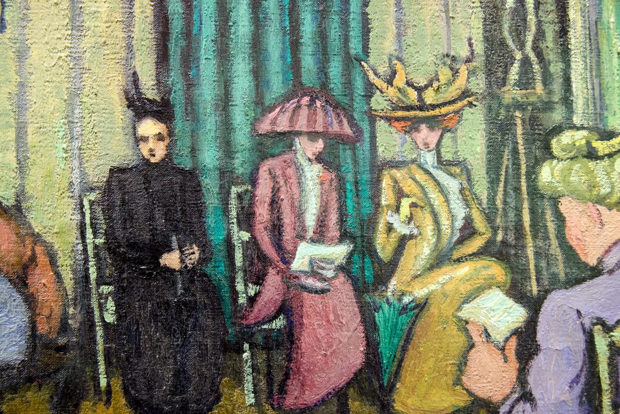 Detail of an artwork by Juliette Roche presented by Pauline Pavec in the Premise sector of Art Basel Paris 2024.