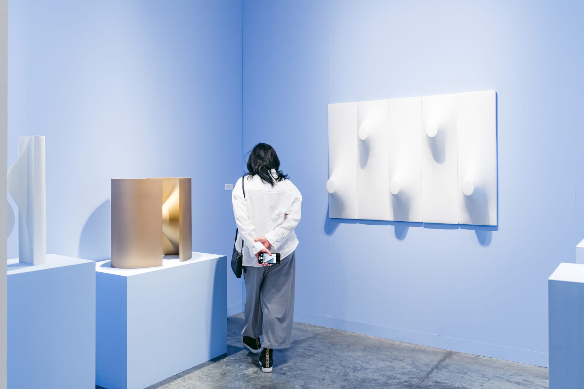 Zilia Sanchez's work on Galerie Lelong & Co.'s booth at Art Basel Miami Beach 2024