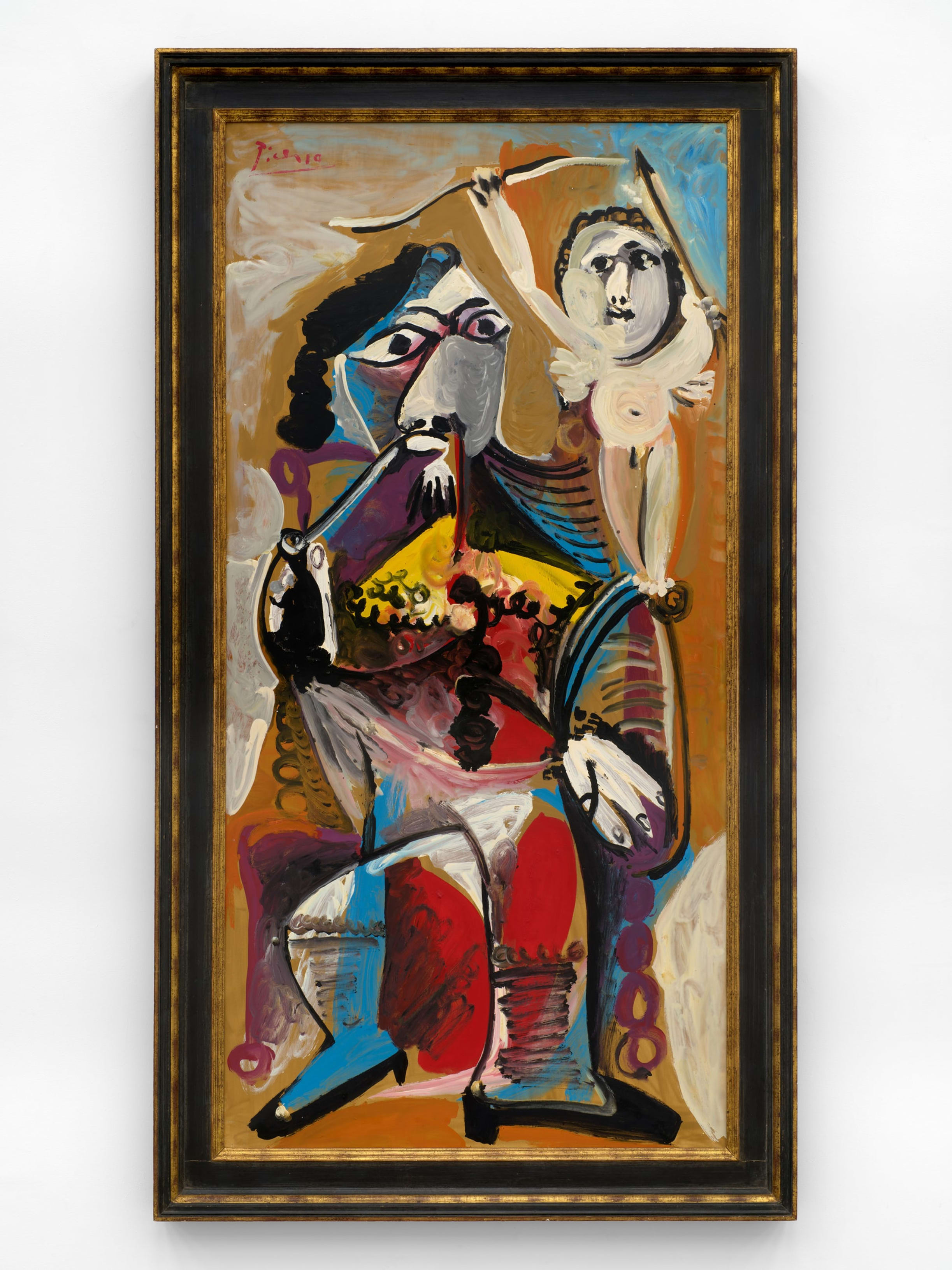 Pablo Picasso, Homme à la pipe assis et amour, Winter 1969. © Estate of Pablo Picasso / Artists Rights Society (ARS), New York. Presented by Pace Gallery at Art Basel 2025.