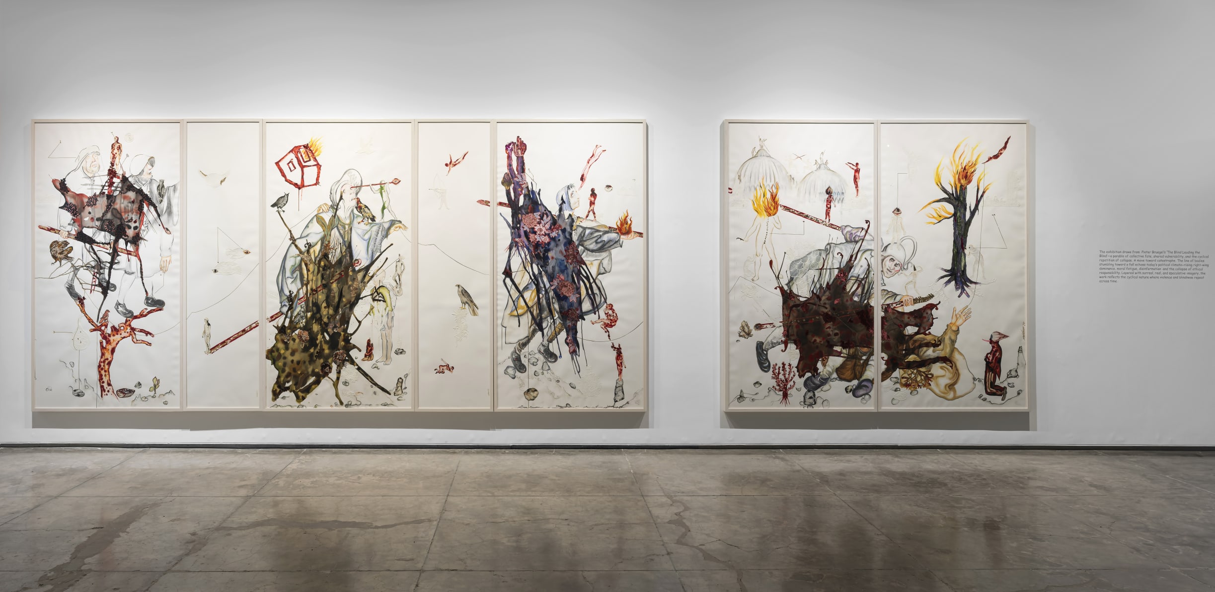 Mithu Sen, The Blind Leading the Blind (after Pieter Bruegel), 2025. Credit: Anil Rane. Copyright: Mithu Sen & Chemould Prescott Road.