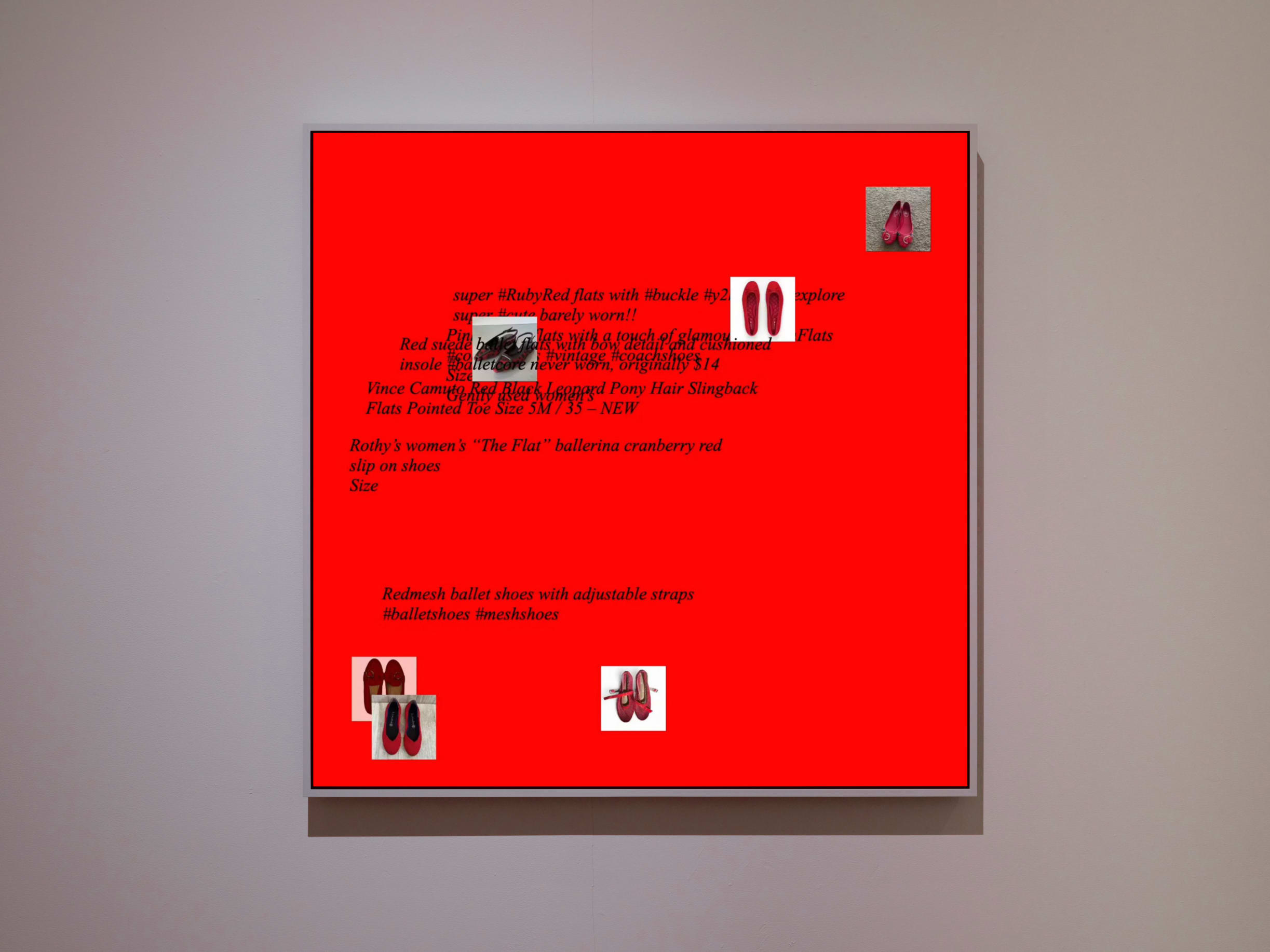 Maya Man, (The Angels Wanna Wear My) Red Shoes [Like New], 2025. Custom generative software (color, sound). NFT included. Edition of 1, 1 AP. Courtesy of the artist and bitforms gallery.