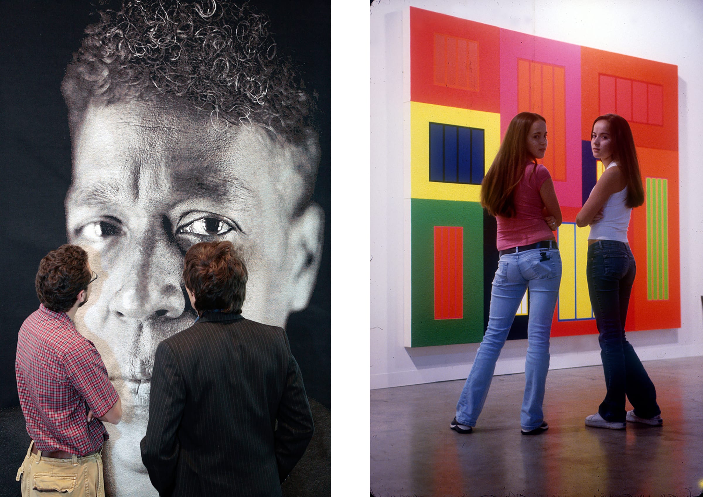 Left: White Cube's presentation at Art Basel Miami Beach, 2007. Right: Impression from Art Basel Miami Beach, 2002.