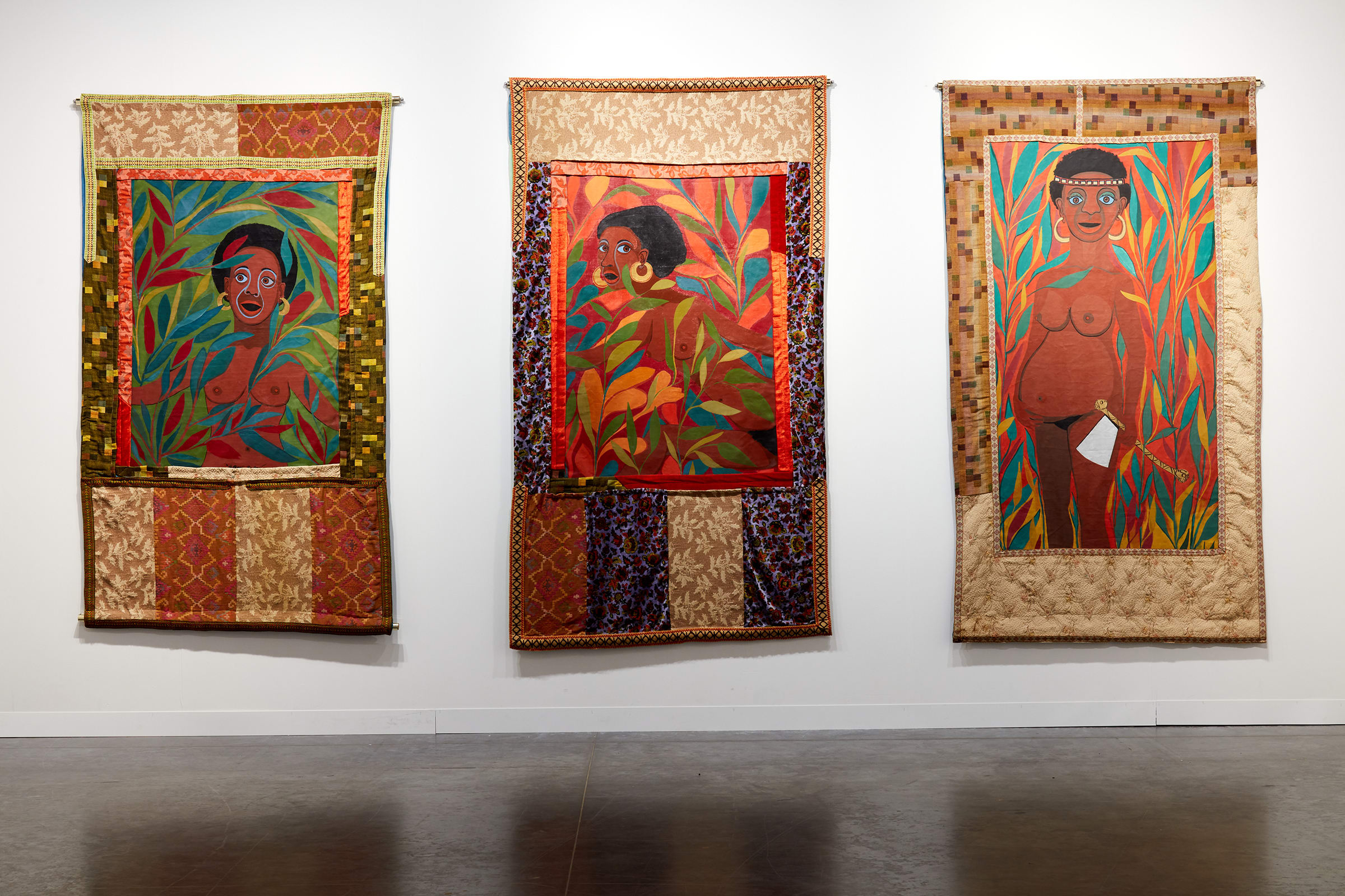 Installation view of work by Faith Ringgold presented by Pippy Houldsworth Gallery at Art Basel Miami Beach 2019.
