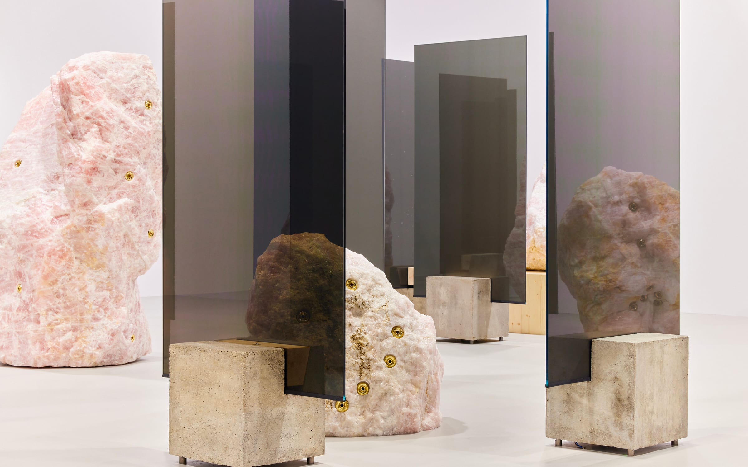 Installation view of Mika Tajima’s artwork in Pace Gallery’s booth at Art Basel 2023.