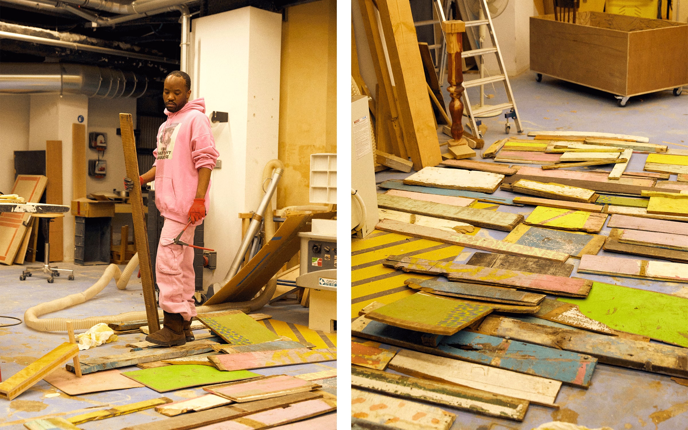 Akeem Smith in his studio in Paris. Photographs by Mathieu Richer Mamousse for Art Basel.