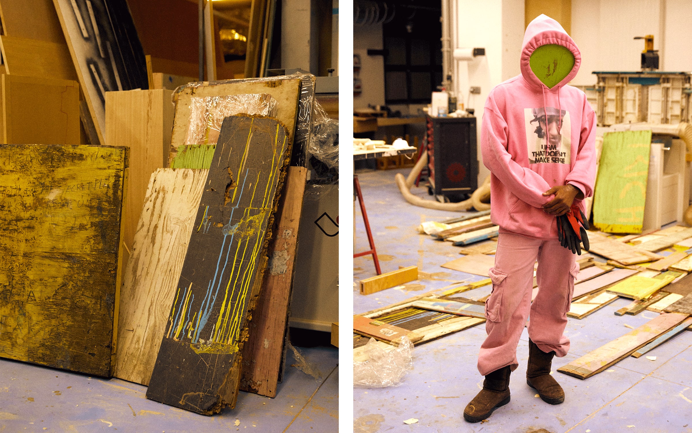 Akeem Smith in his studio in Paris. Photographs by Mathieu Richer Mamousse for Art Basel.