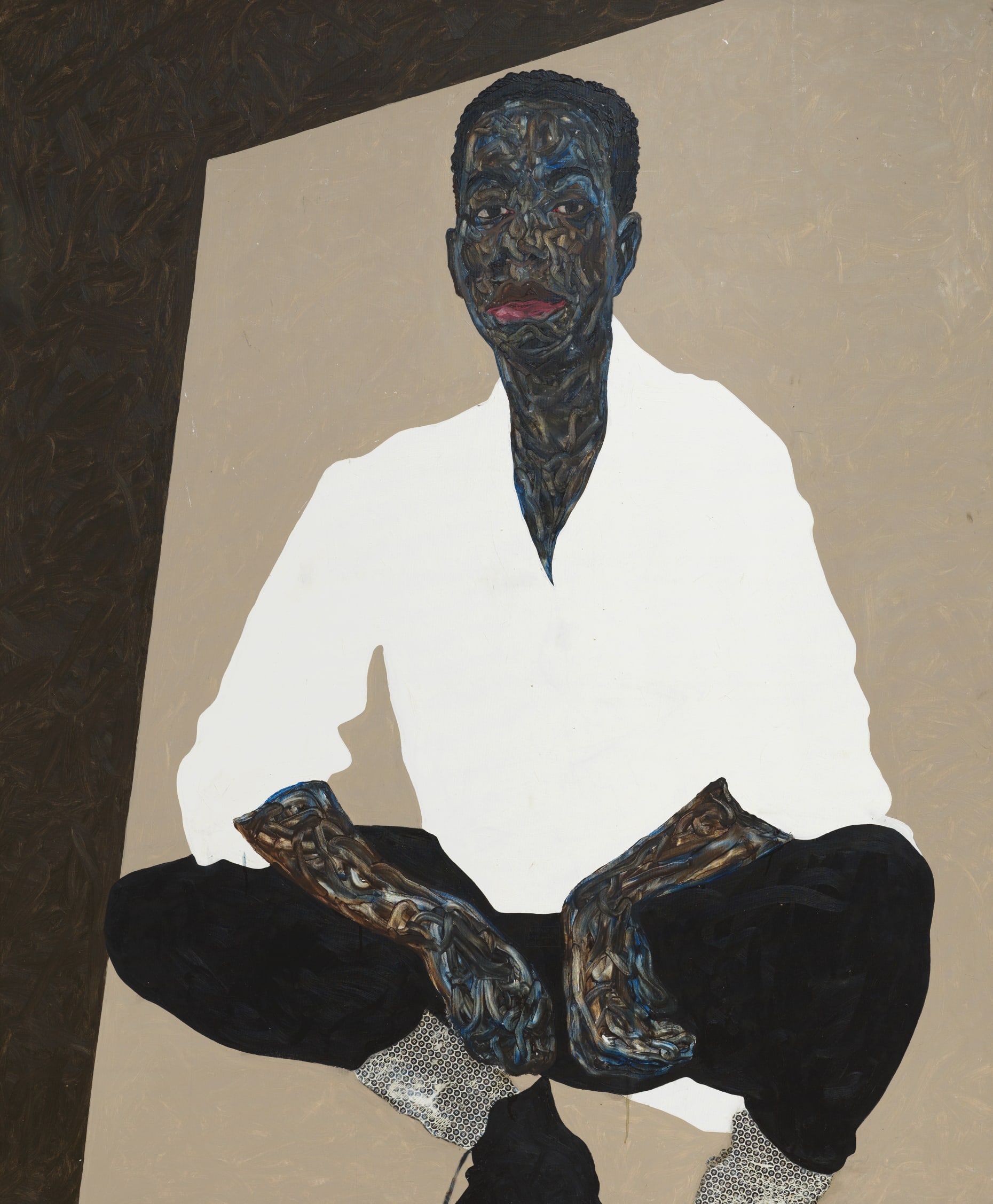 Amoako Boafo《Black Pants》（2020）；由藝術家提供