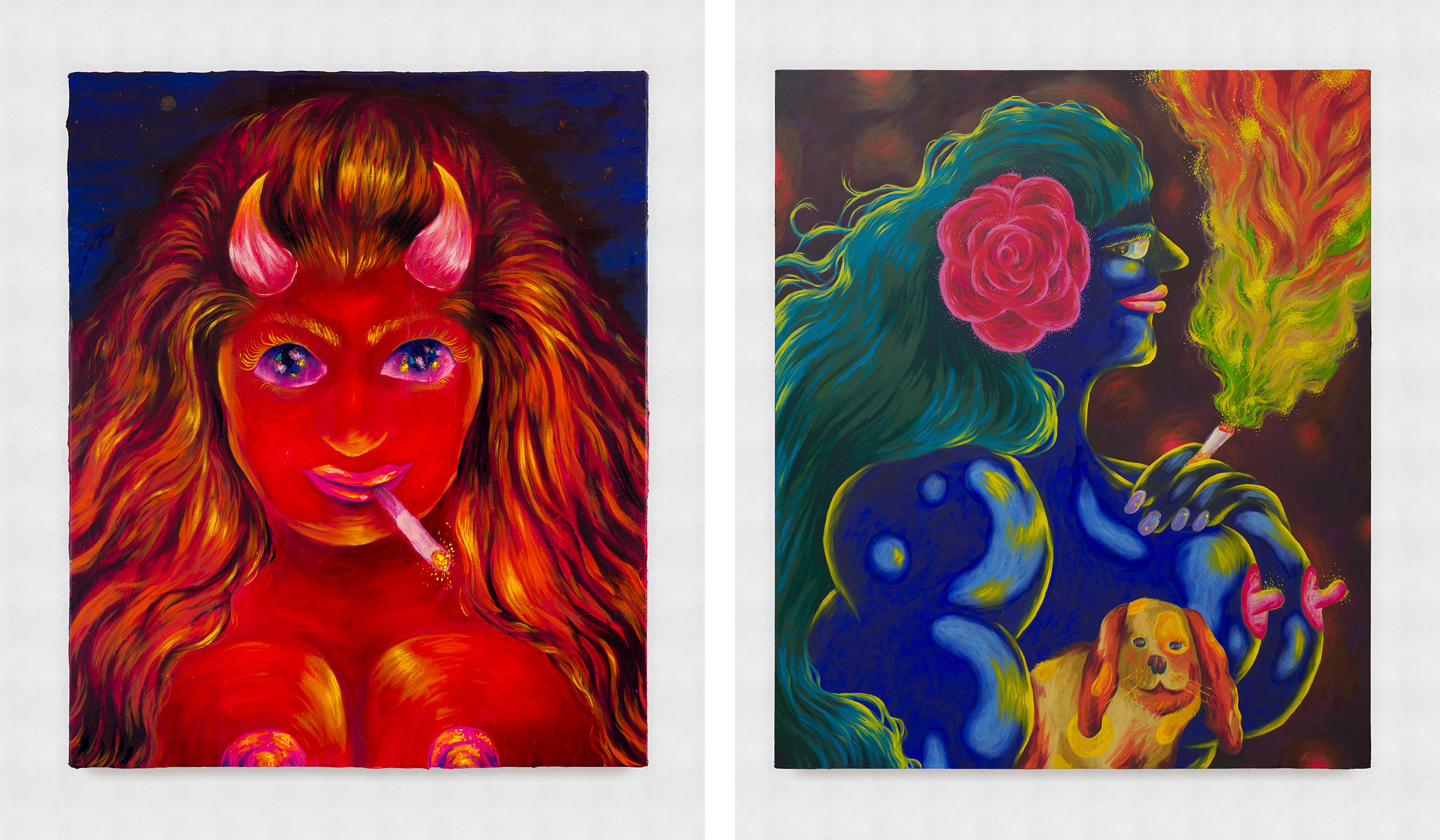 Works by Ana Benaroya. Left: The Devil May Care, 2023. Right: Eve, 2023. Courtesy the artist and Venus Over Manhattan.