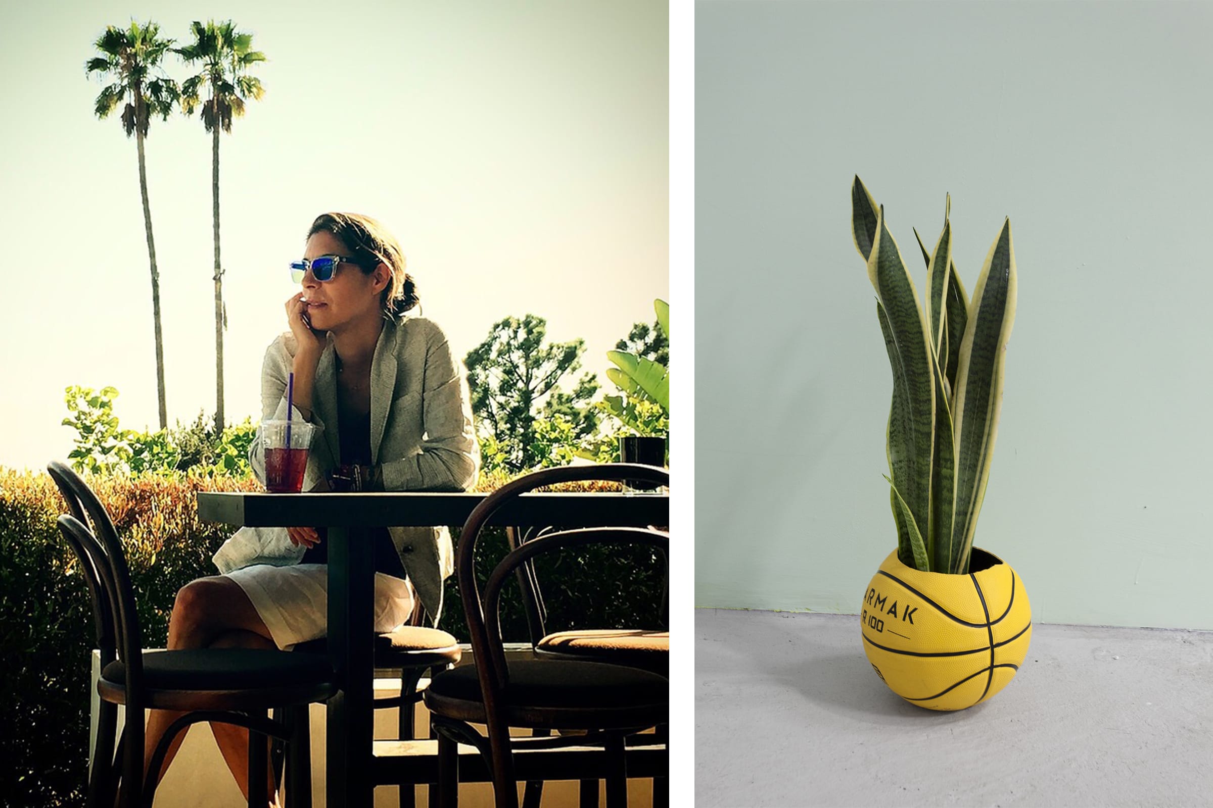 Left: Ana Sokoloff. Photograph @xhank. Right: Tropical Readymade by Radamés “Juni” Figueroa. Courtesy of the artist and Proyectos Ultravioleta.
