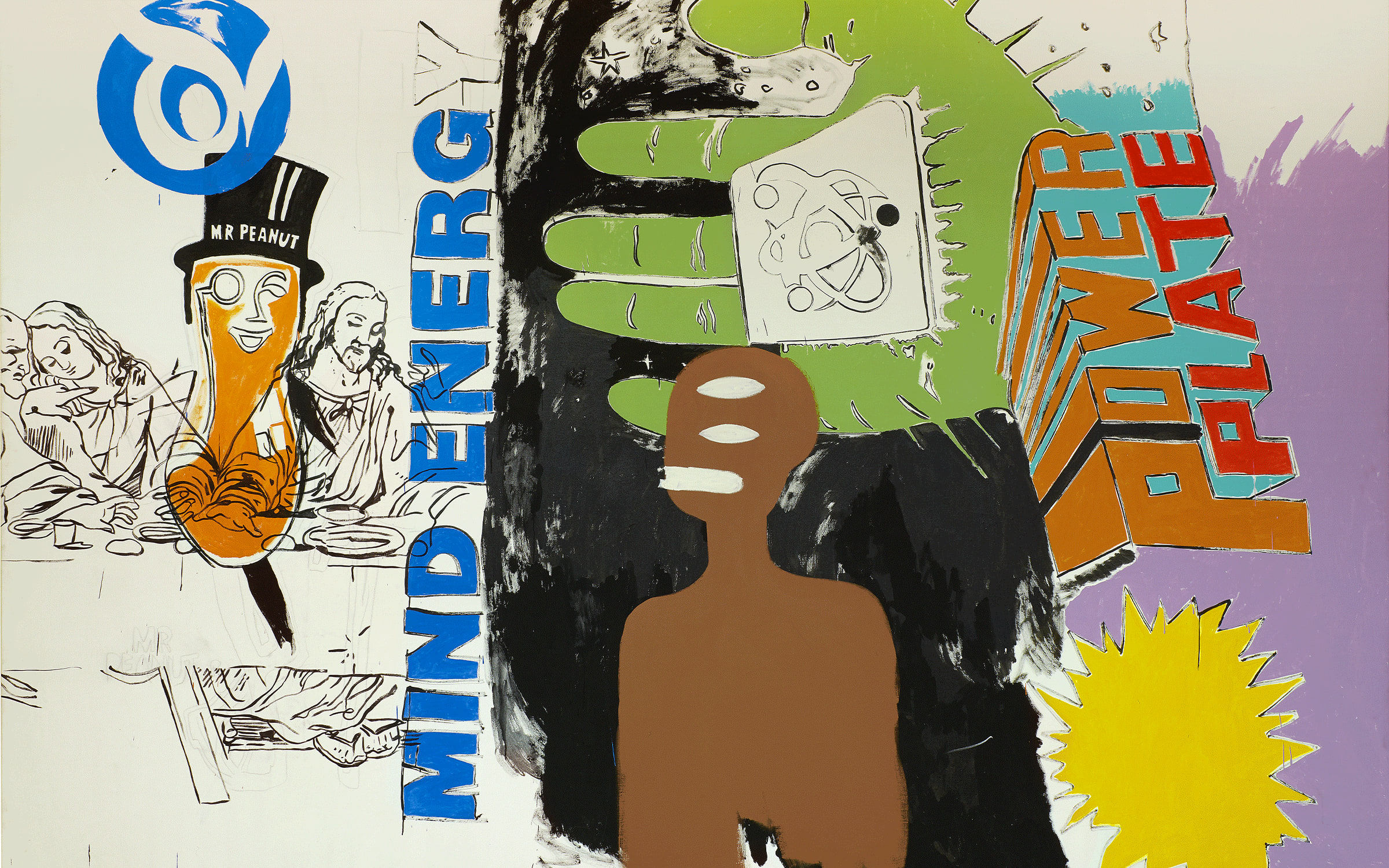 Jean-Michel Basquiat and Andy Warhol, Mind Energy, 1984. Courtesy of Galerie Bruno Bischofberger, Männedorf-Zurich. © Estate of Jean-Michel Basquiat Licensed by Artestar, New York © The Andy Warhol Foundation for the Visual Arts, Inc. / Licensed by ADAGP, Paris 2023.