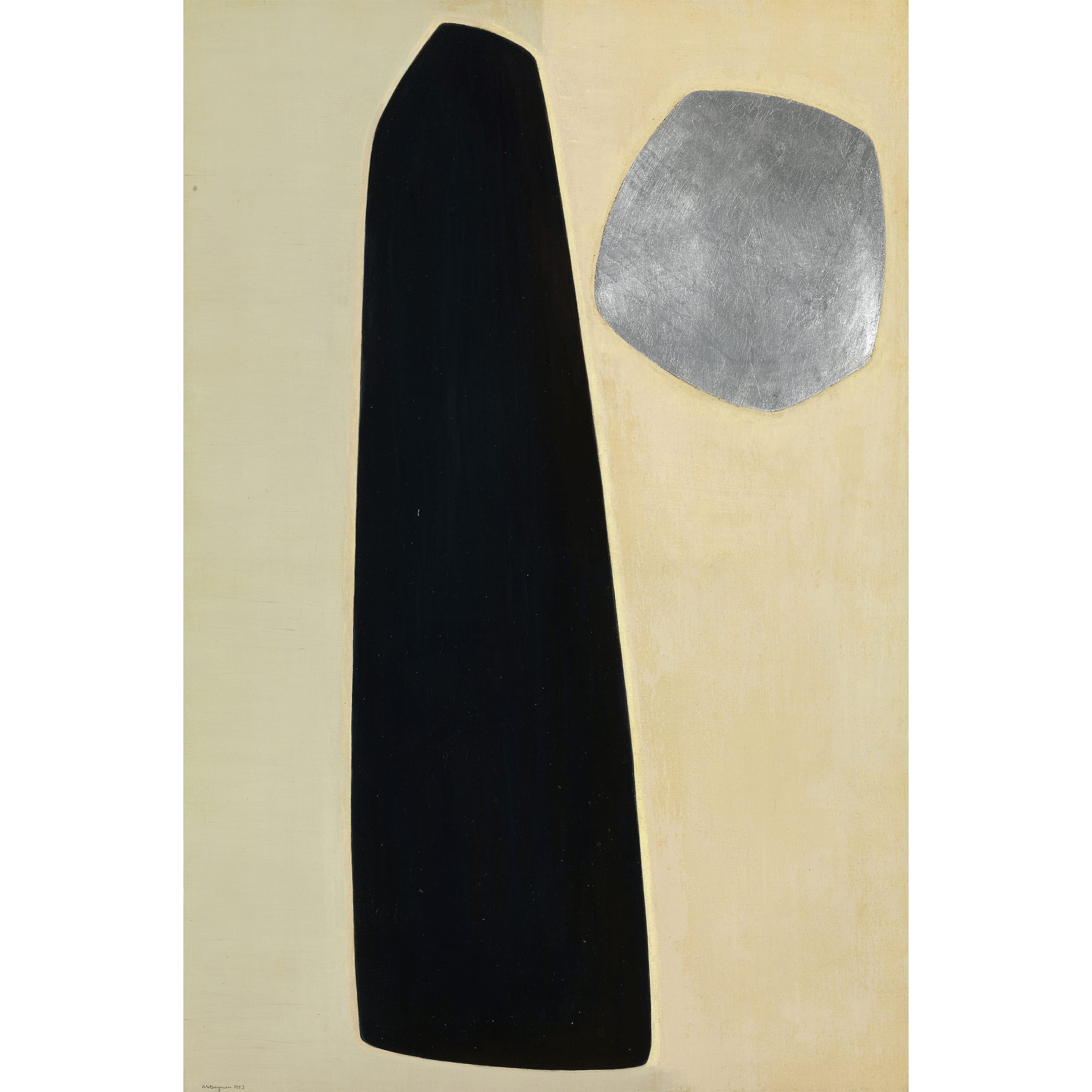 Anna-Eva Bergman, N°2-1953 Stèle avec lune, 1953. The National Museum of Art, Architecture and Design, Oslo © Anna-Eva Bergman / Adagp, Paris, 2023. Photographie © Fondation Hartung-Bergman.