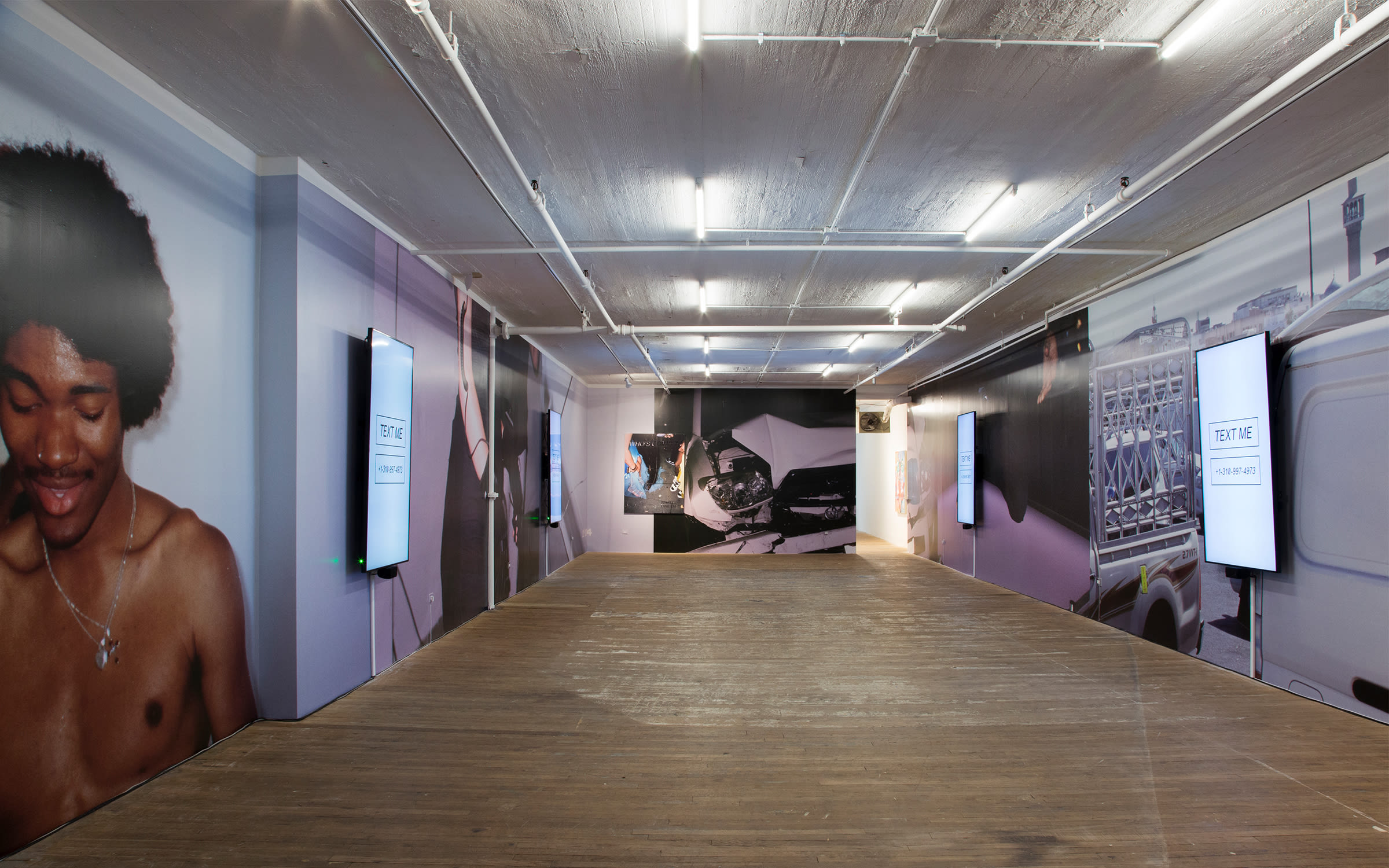 Installation view of Martine Syms's exhibition ‘Big Surprise’, Bridget Donahue, New York City, September 2018. Courtesy of the artist and Bridget Donahue, New York City. Photo by Gregory Carideo.