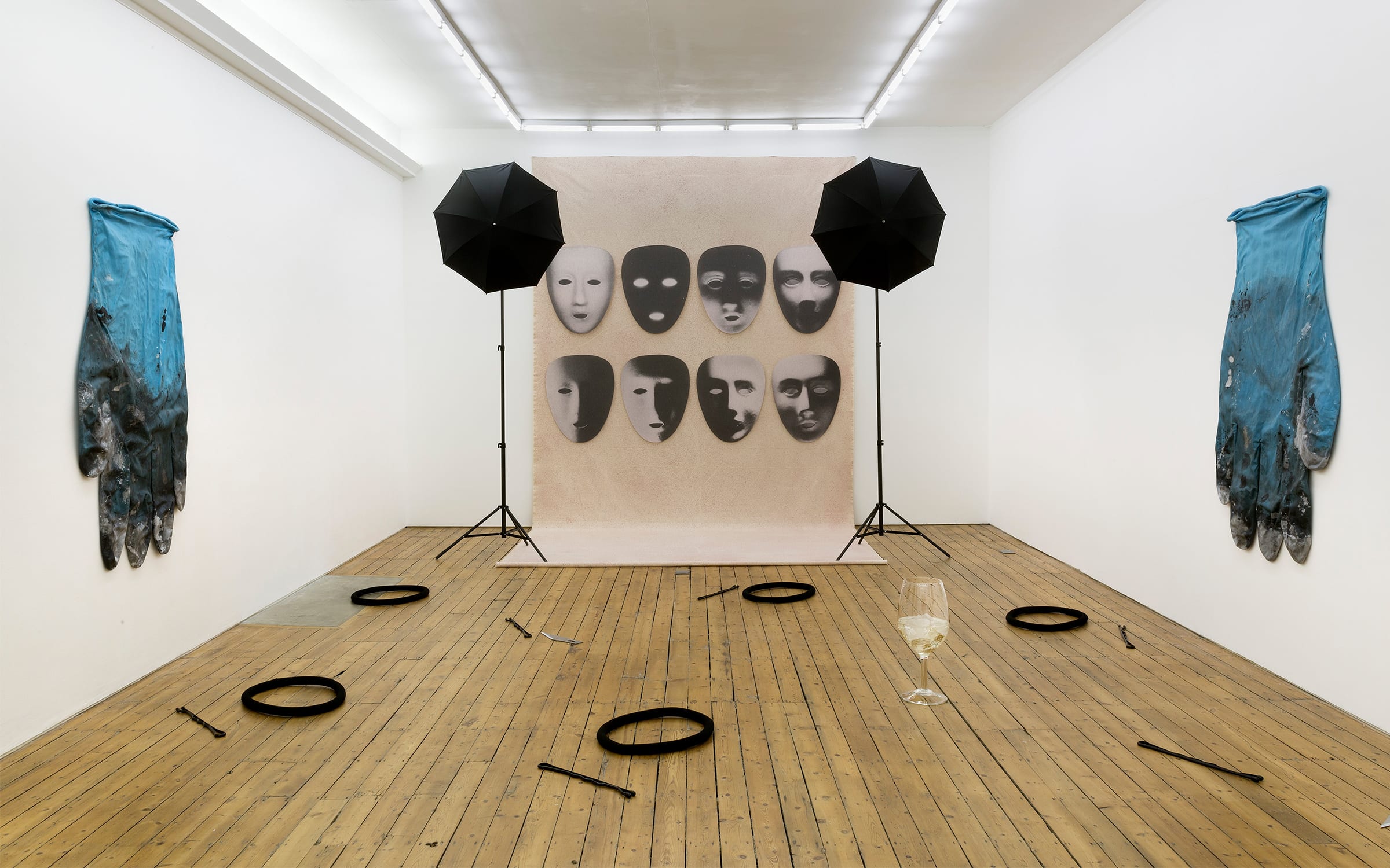 Installation view of Amanda Ross-Ho's exhibition ‘WHO BURIES WHO’, The Approach, London,  2014. Courtesy of The Approach, London. Photo by FXP Photography