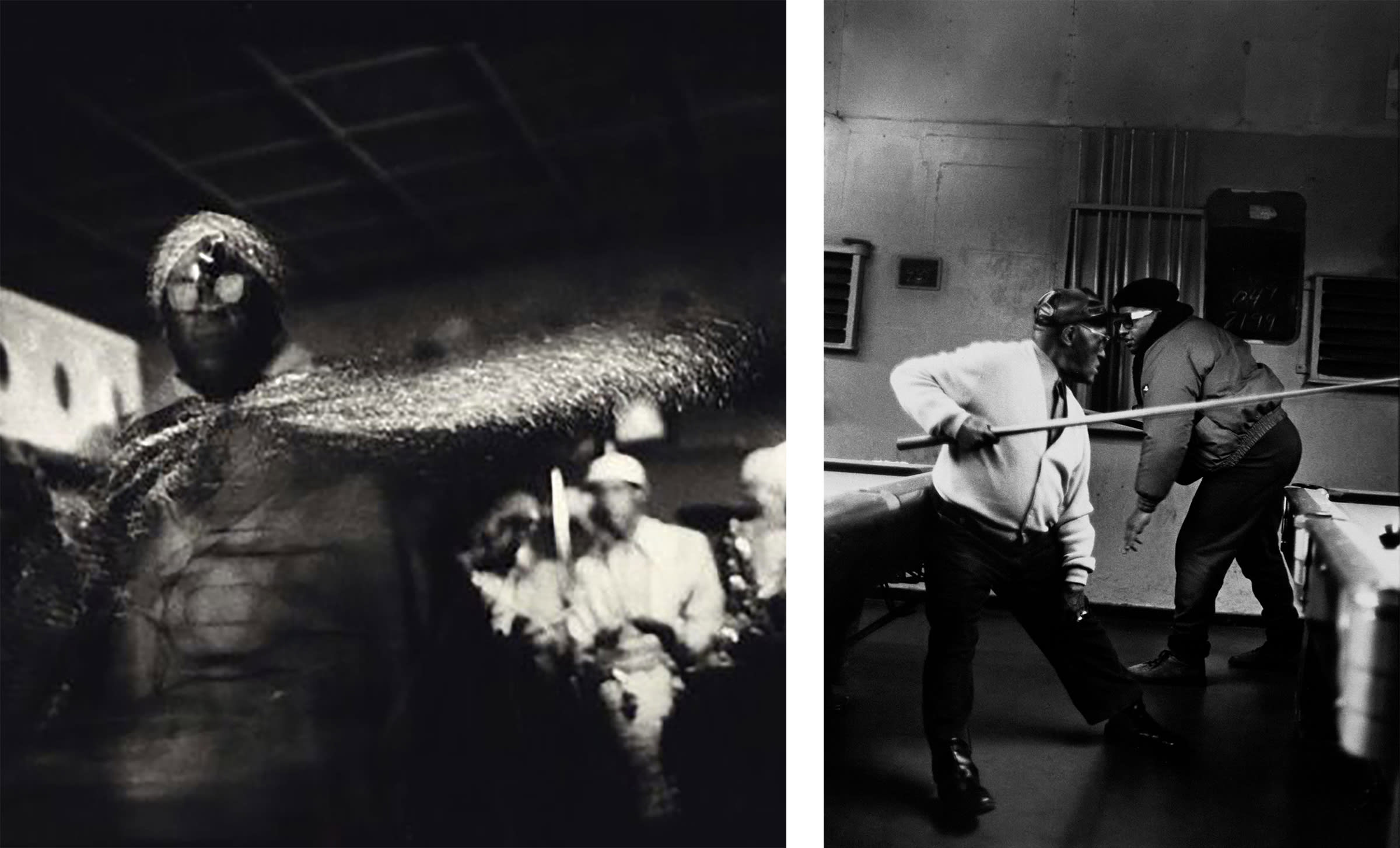 Left: Ming Smith, Sun Ra Space II, New York City, NY, 1978. Right: Ming Smith, Two Pool Players (August Moon Series), 1992. Courtesy of the artist and Jenkins Johnson Gallery, San Francisco and New York City.