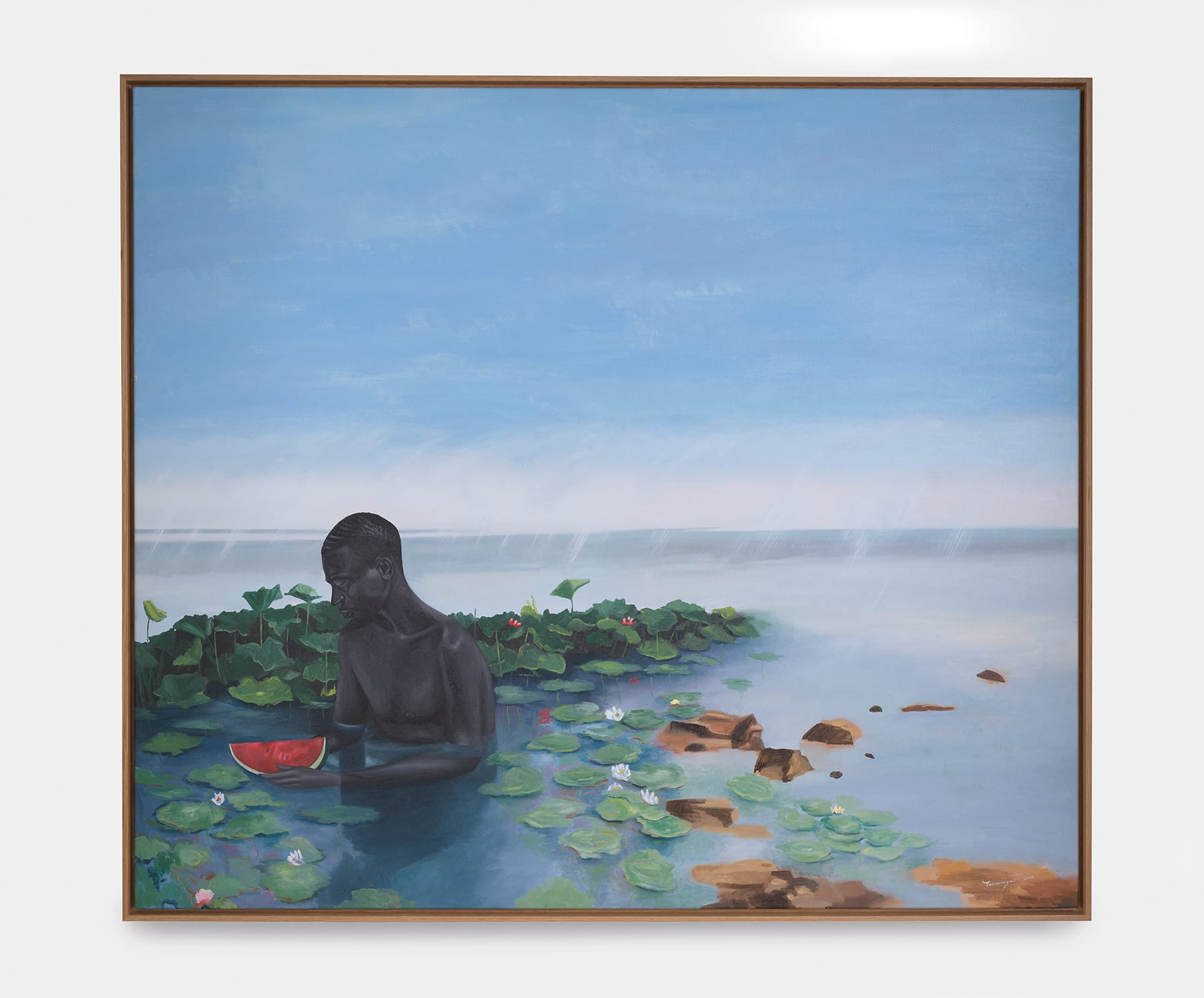 Ian Mwesiga, Man with water melon, 2022. Courtesy of Mariane Ibrahim, Paris and Chicago.