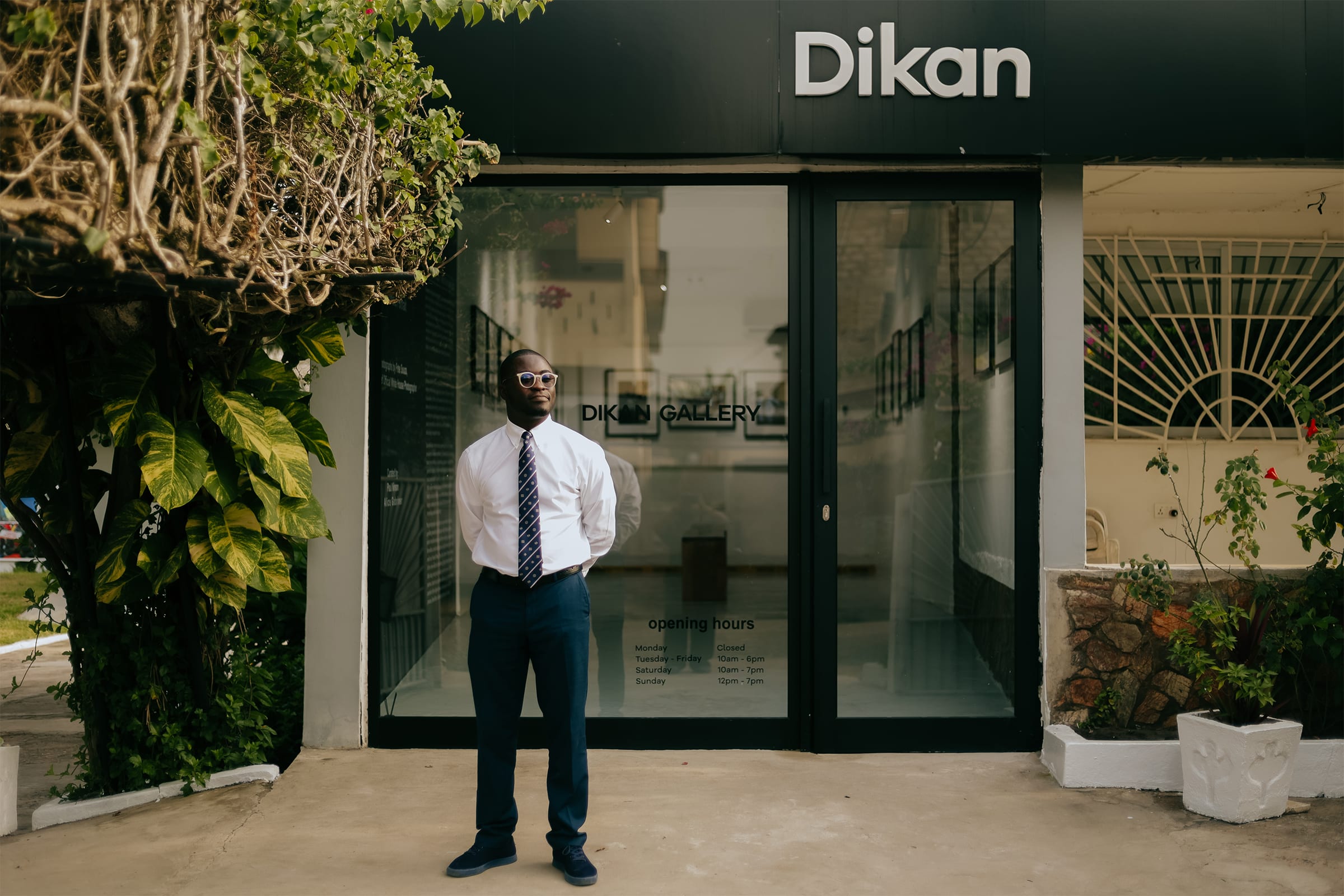 Photographer, filmmaker, and curator Paul Ninson at Dikan Gallery, which he founded. Photography by Rachel Seidu for Art Basel.