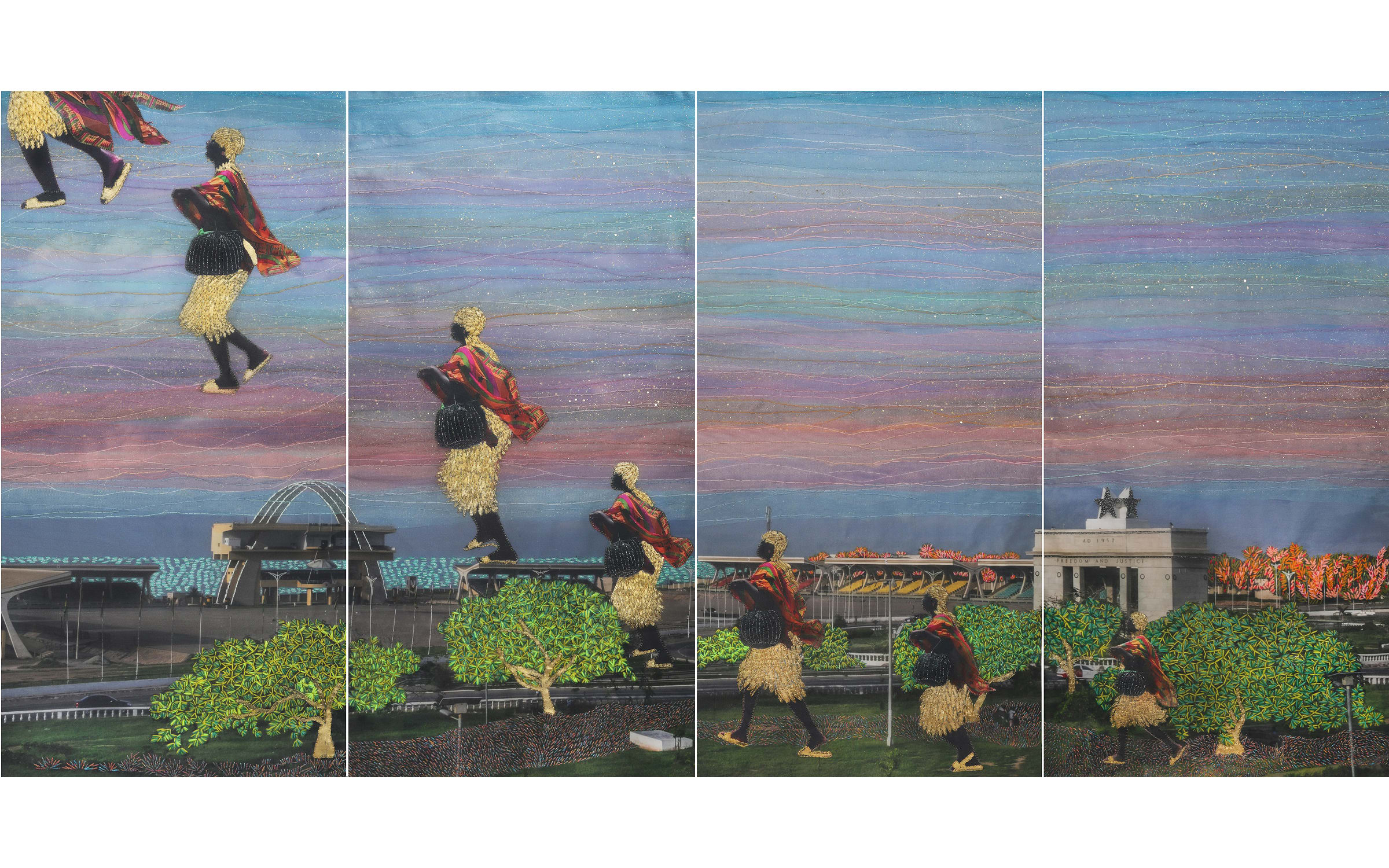 Joana Choumali, There Is No Finish Line, 2019. The Ivorian artist’s mixed-media work is among the ones that entered David and de Beer’s collection recently as well. Courtesy of the Harry G. David Collection, Athens.