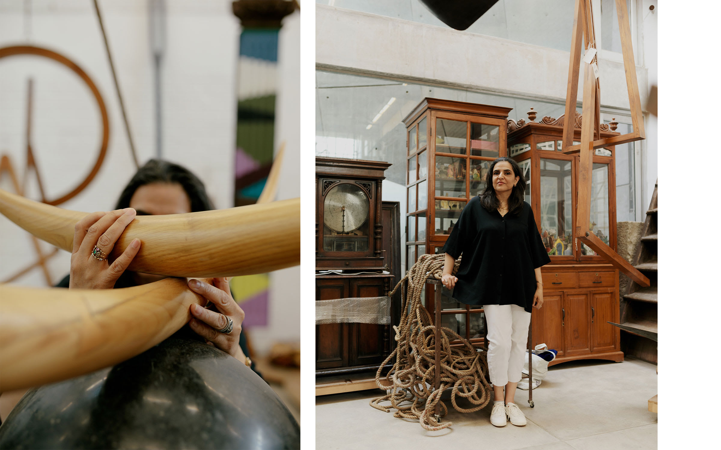 Bharti Kher in her Delhi studio, 2021. Photo by Dolly Devi for Art Basel.