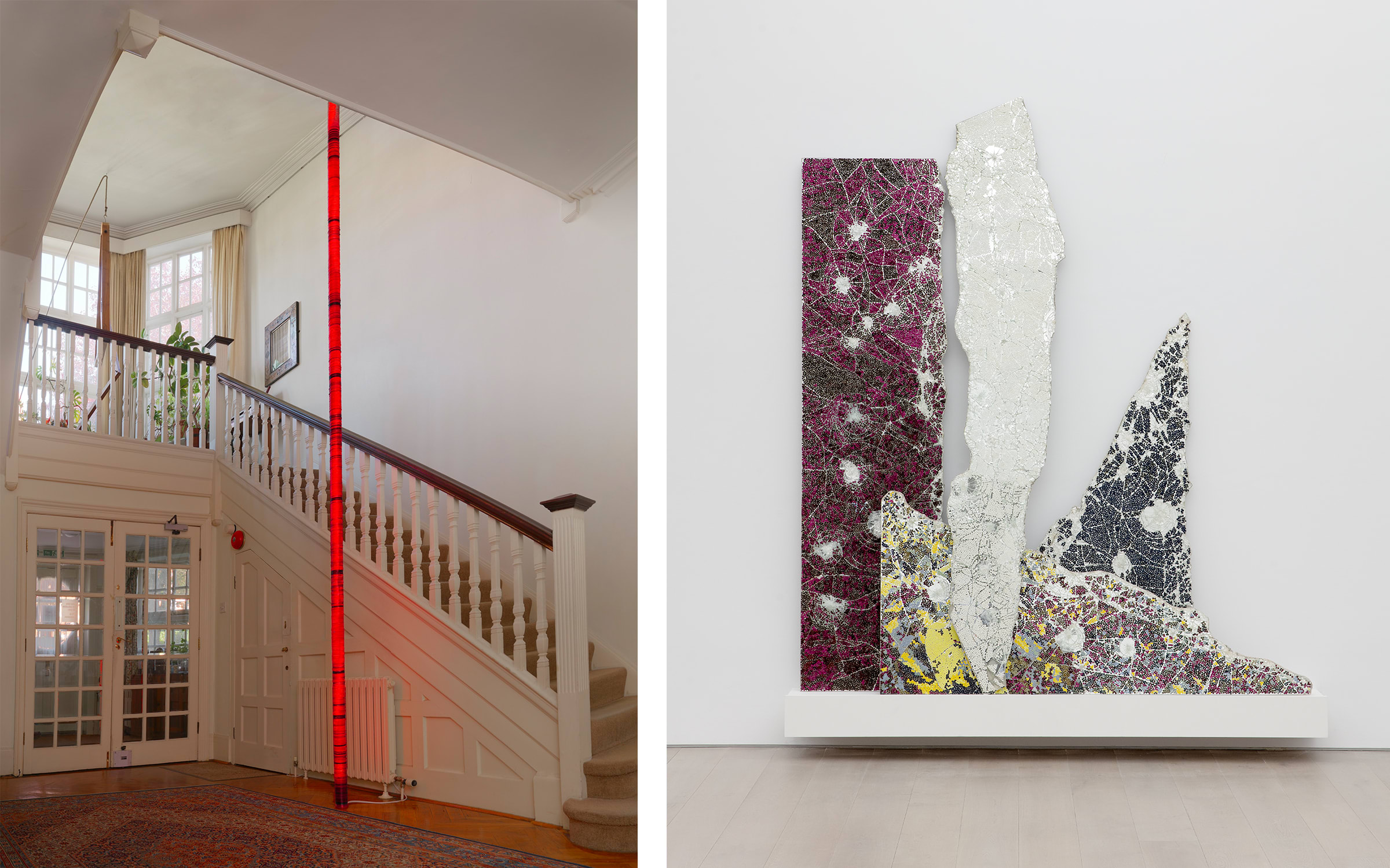 左：2019年，Bharti Kher於倫敦Freud Museum舉辦的「This Breathing House」展覽。由藝術家及Perrotin（巴黎、香港、紐約、首爾、上海及東京）提供。