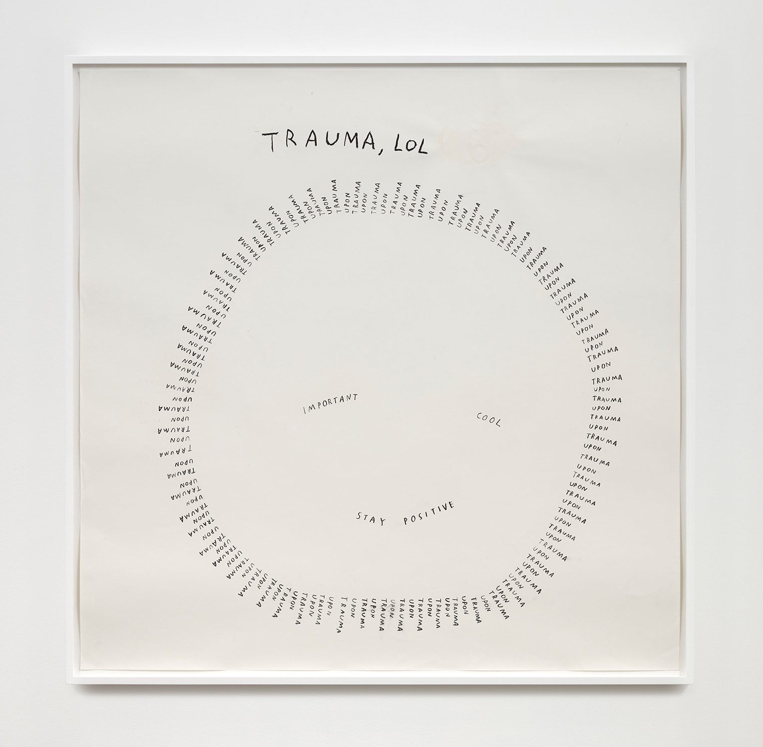 Christine Sun Kim, Trauma, LOL, 2020. Courtesy of the artist and François Ghebaly Gallery, Los Angeles and New York City. Photo by Peter Harris Studio.