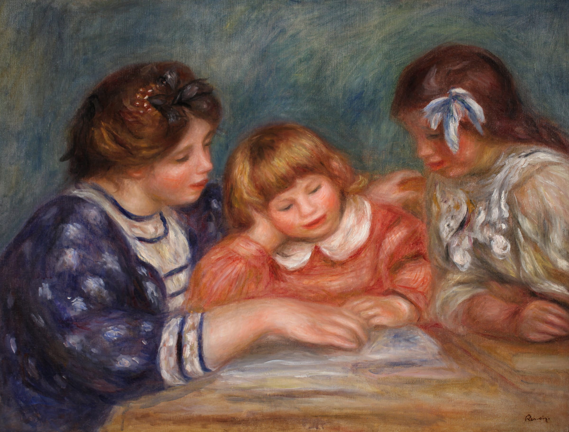 Pierre-Auguste Renoir, La leçon (Bielle, l'institutrice et Claude Renoir lisant), 1906. Presented at Art Basel Hong Kong and in 'OVR: Hong Kong' by Helly Nahmad Gallery (New York). Courtesy of Helly Nahmad Gallery.