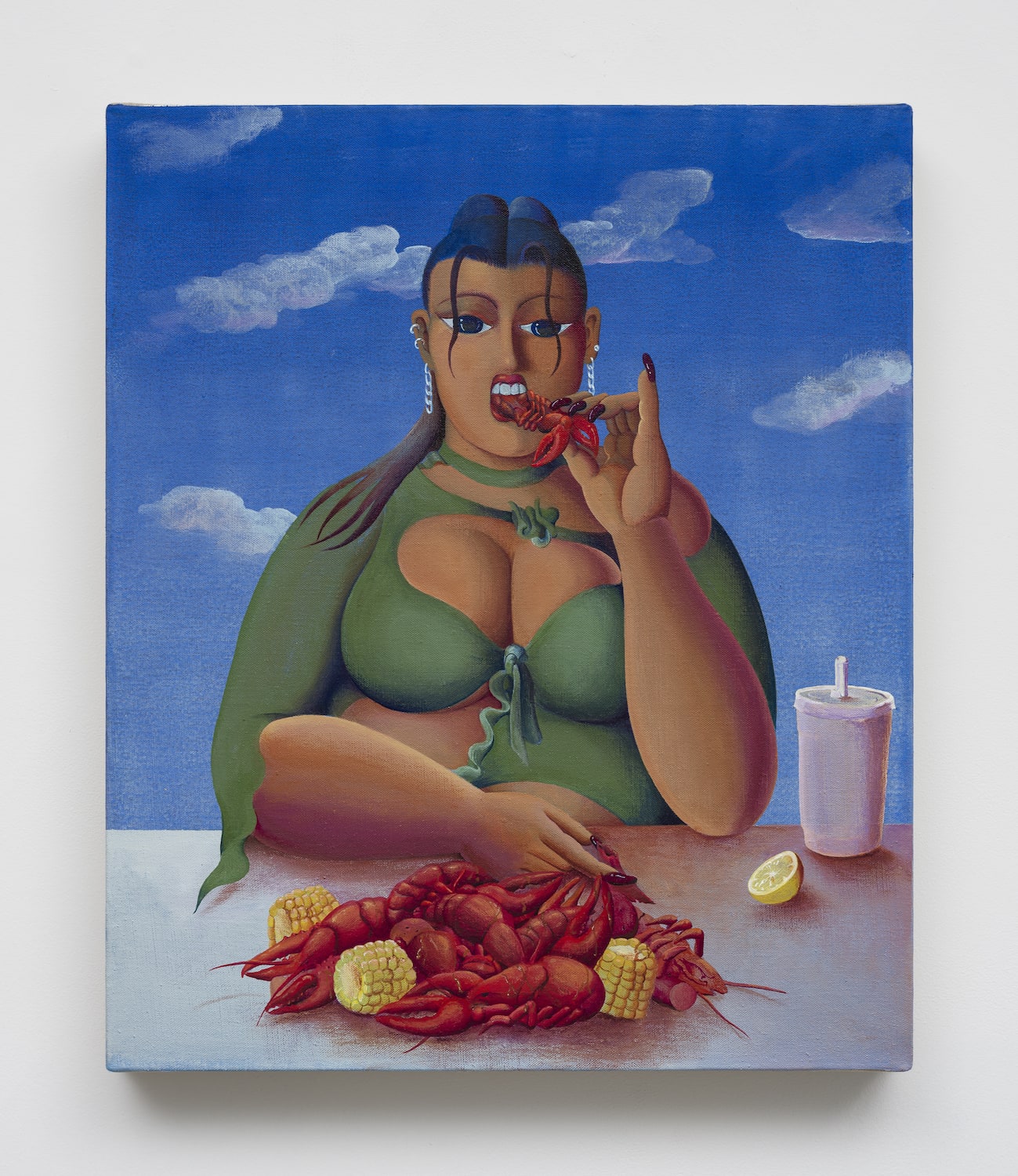 Jonny Negron, Muckbang, 2021. Acrylic on linen. 24 x 20 x 2 in.  Courtesy of the artist and Château Shatto, Los Angeles.