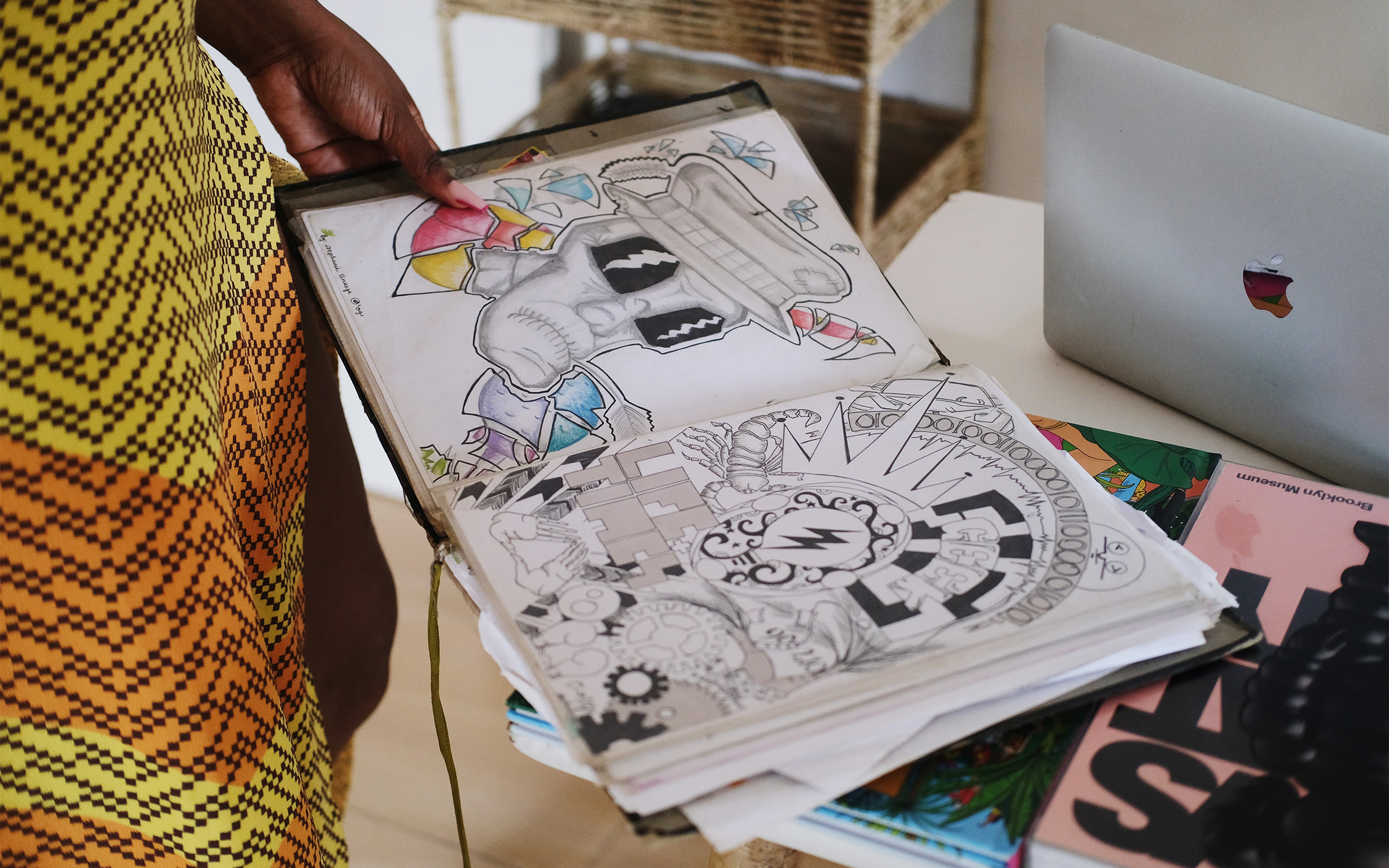 Stephanie Unaeze's sketchbook. Photo by Ugochukwu Emebiriodo for Art Basel.