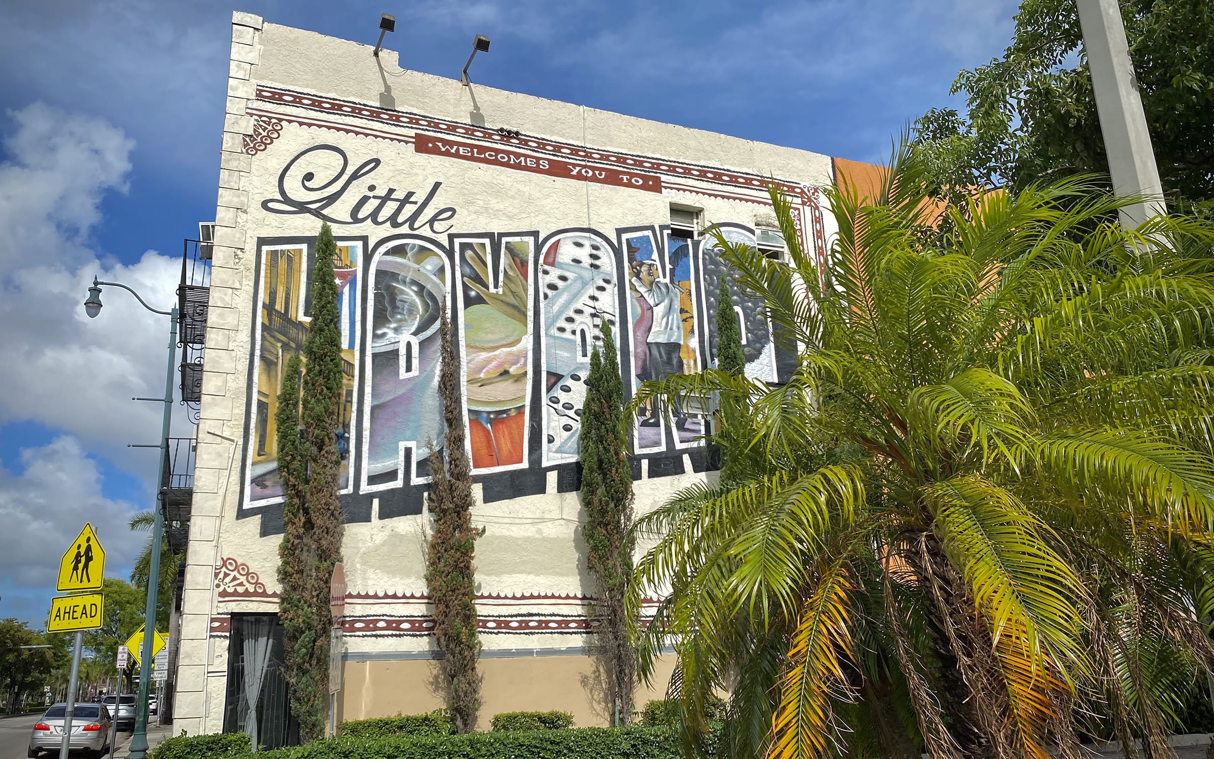 A welcome mural in Miami's Little Havana district. Photograph by Sharon Hahn Darlin.