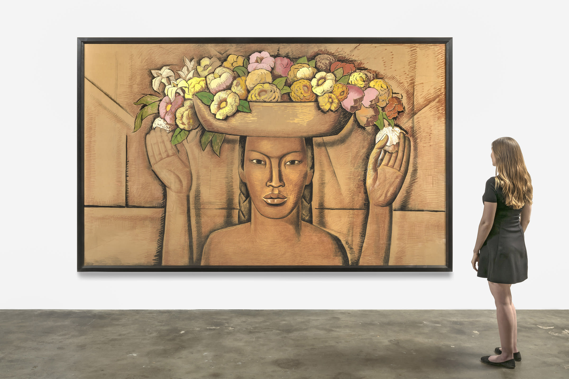 Alfredo Ramos Martínez, study for Vendedoras de Flores, a mural at Scripps College, ca. 1945. Courtesy of Louis Stern Fine Art, Los Angeles.