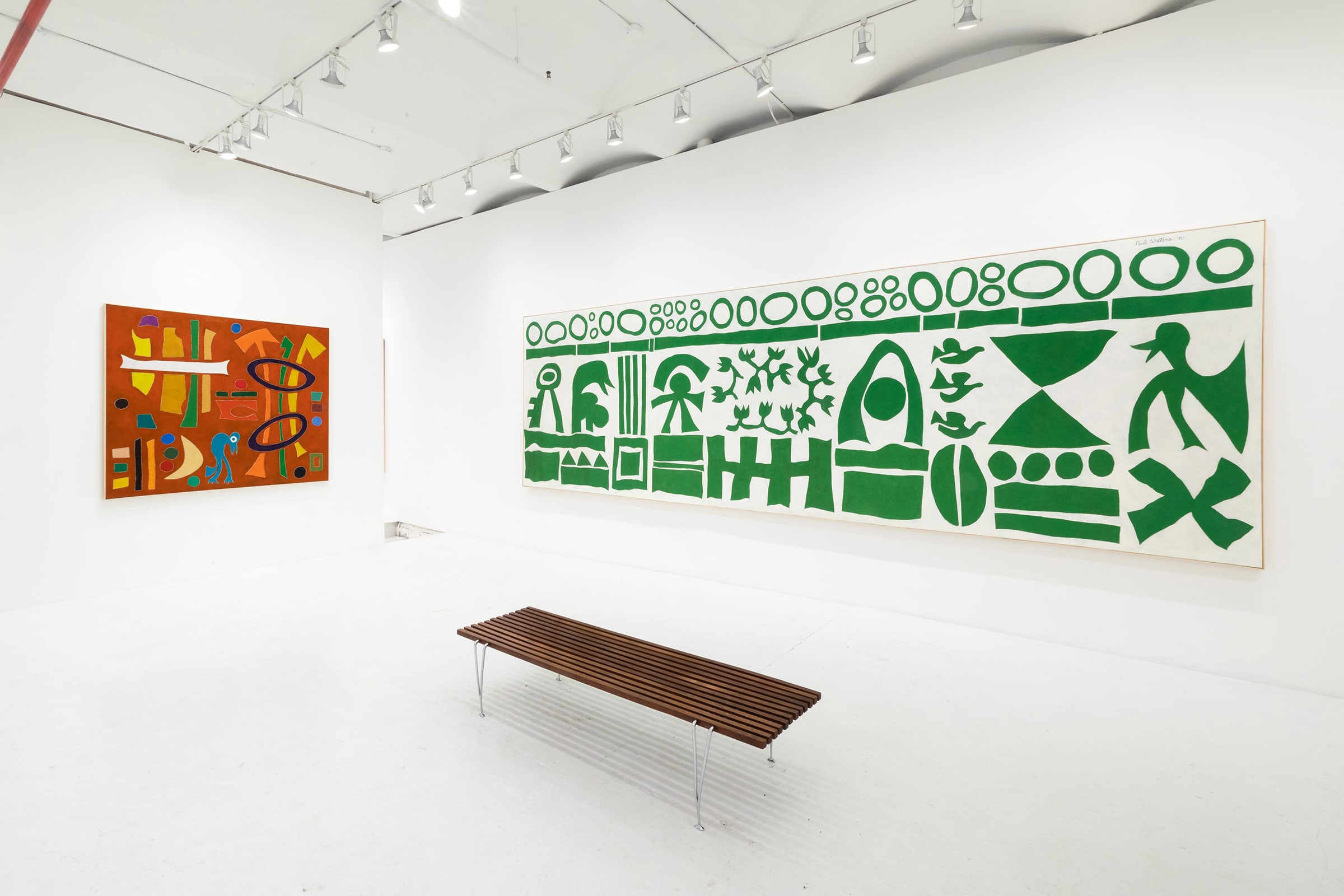 Installation view of 'Paul Waters: In the Beginning, Paintings from the 60s and 70s', Eric Firestone Gallery, New York City. Photo by Jenny Gorman. Copyright 2022 Paul Waters. Courtesy of Eric Firestone Gallery.