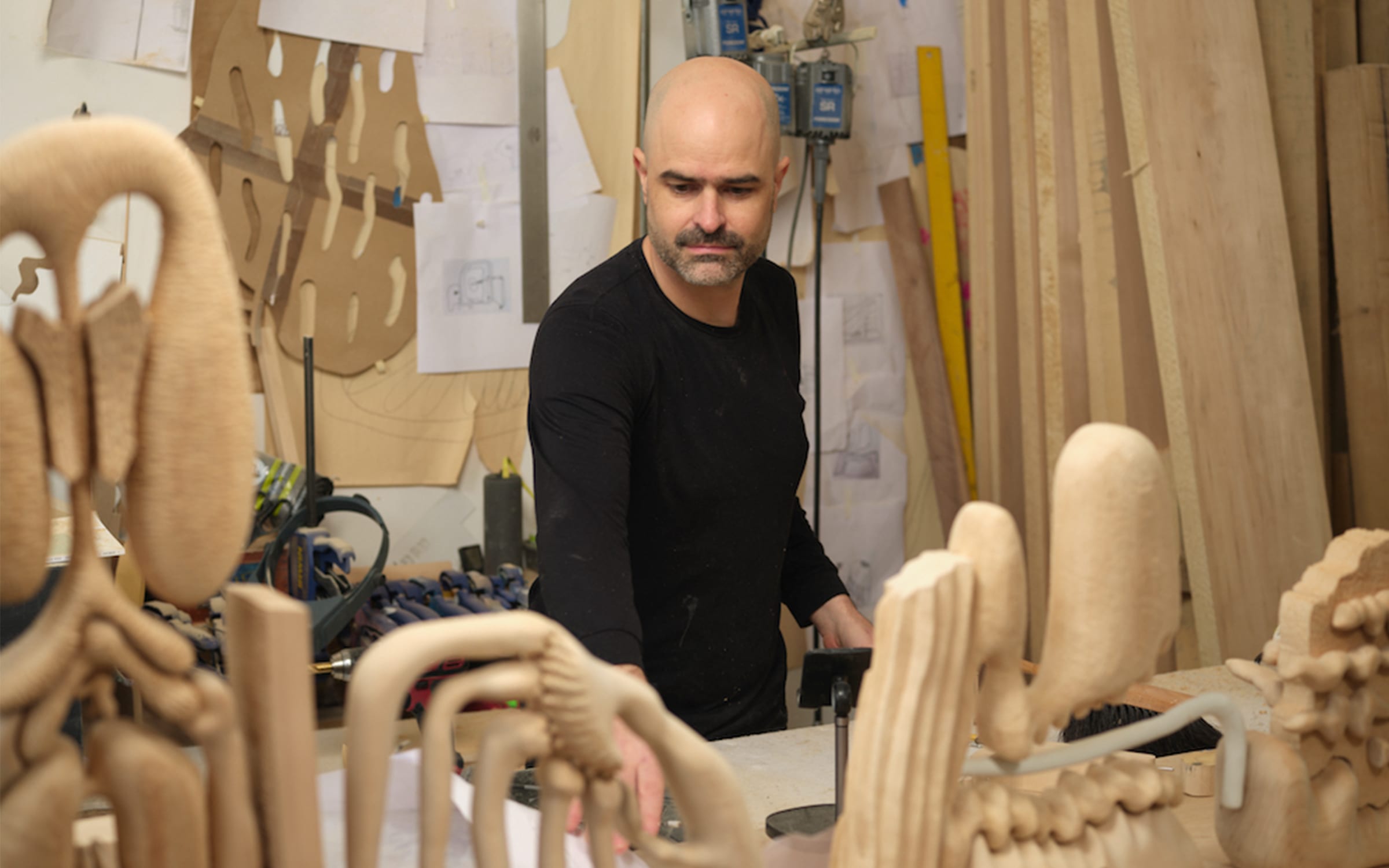 Matthew Ronay in his Long Island City studio, 2021. Photo by Tim Schutsky for Art Basel.