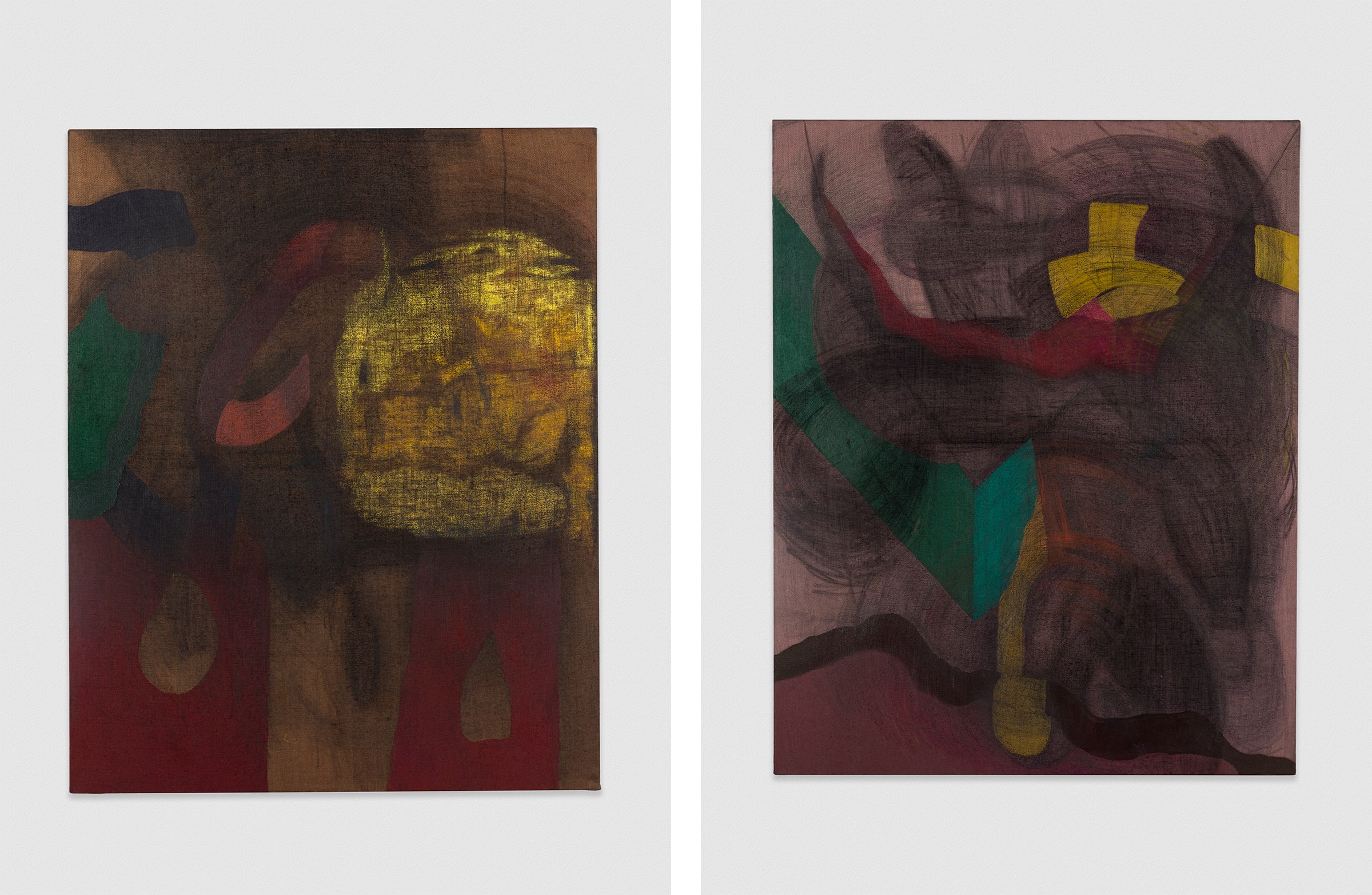 Left: Kaveri Raina, To Perceive Is to Suffer; Revisited, 2021–2022. Right: Kaveri Raina, Revolt; Internal Brewing Slow Rage, 2021. Courtesy of the artist and Patron.